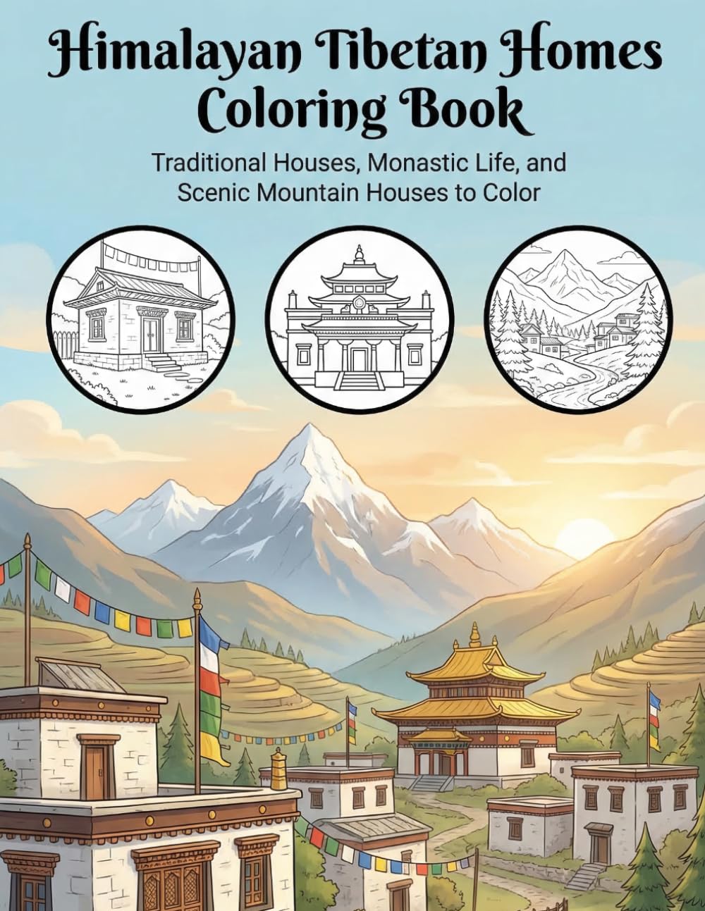 Himalayan Tibetan Homes Coloring Book: Traditional Houses, Monastic Life, and Houses to Color