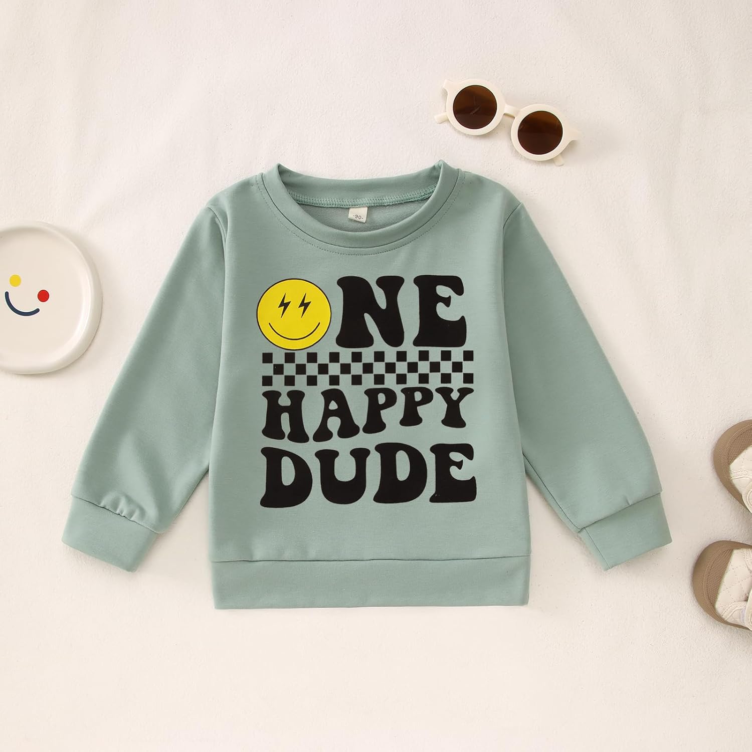 CM C&M WODRO First Birthday Sweatshirt Toddler Baby Boy One Happy Dude Pullover Shirt Crewneck Long Sleeve Fall Winter Outfit - Image 5