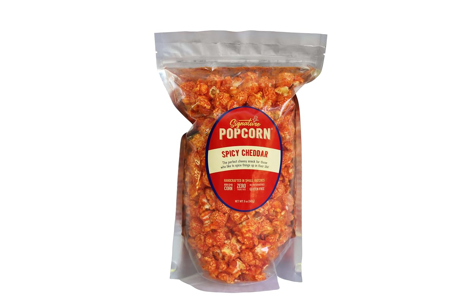 Signature Popcorn, Hot Spicy Cheddar Cheese Popcorn Snack, 3-Pack Large Resealable Bags, Gourmet Popcorn, Gluten-Free, Non-GMO, Bold Flavor, Party Snack, Made in USA
