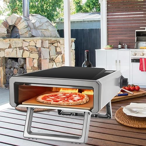 Miniatura 9 de Horno de pizza de gas de 12 pulgadas, hornos de pizza portátiles para exteriores con kit de accesorios, horno de pizza de cocina de acero inoxidable
