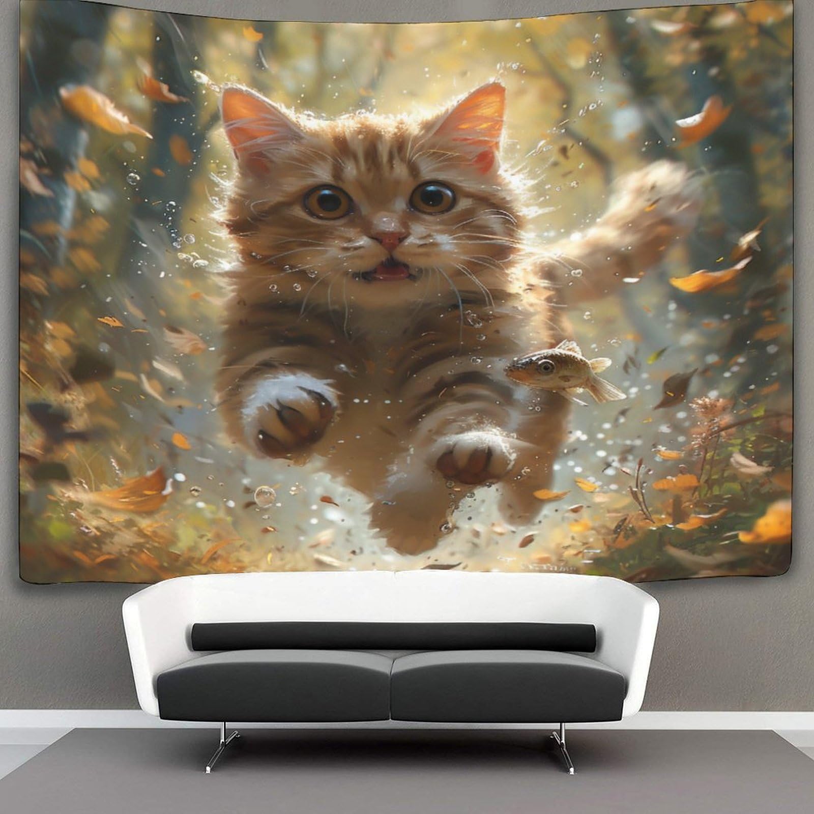 kaiyun Animal Tapestry Wall Hanging Cat Art for Bedroom Living Room Dorm Decor 130cmx150cm