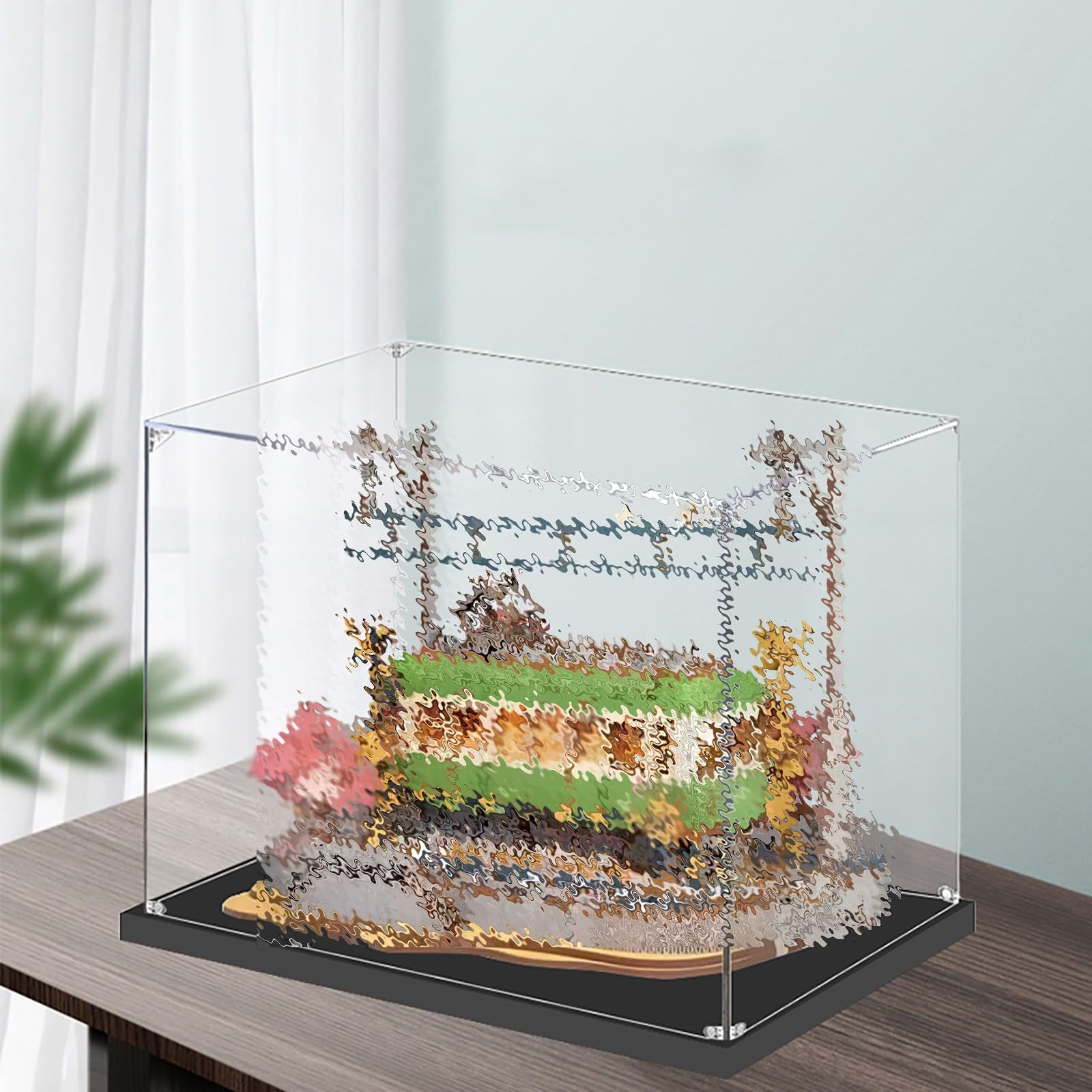 Vitrina de acrílico Vitrina de acrílico transparente modelo de protección a prueba de polvo caja de exposición de juguetes, vitrina de exhibición de juguetes para almacenamiento en el(LxWxH 50x25x35CM
