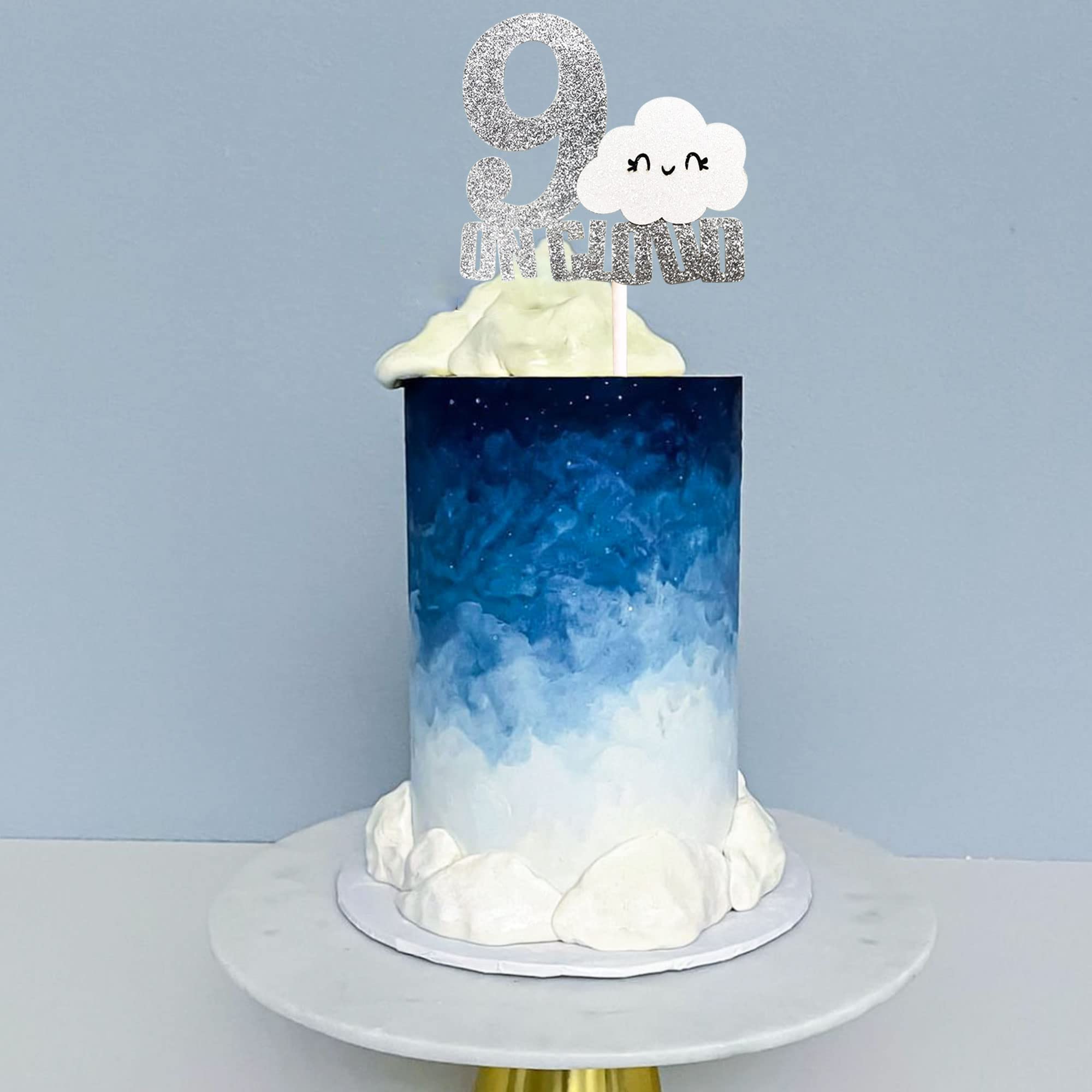 Snapklik.com : Silver On Cloud 9 Birthday Cake Toppers For Girl On ...