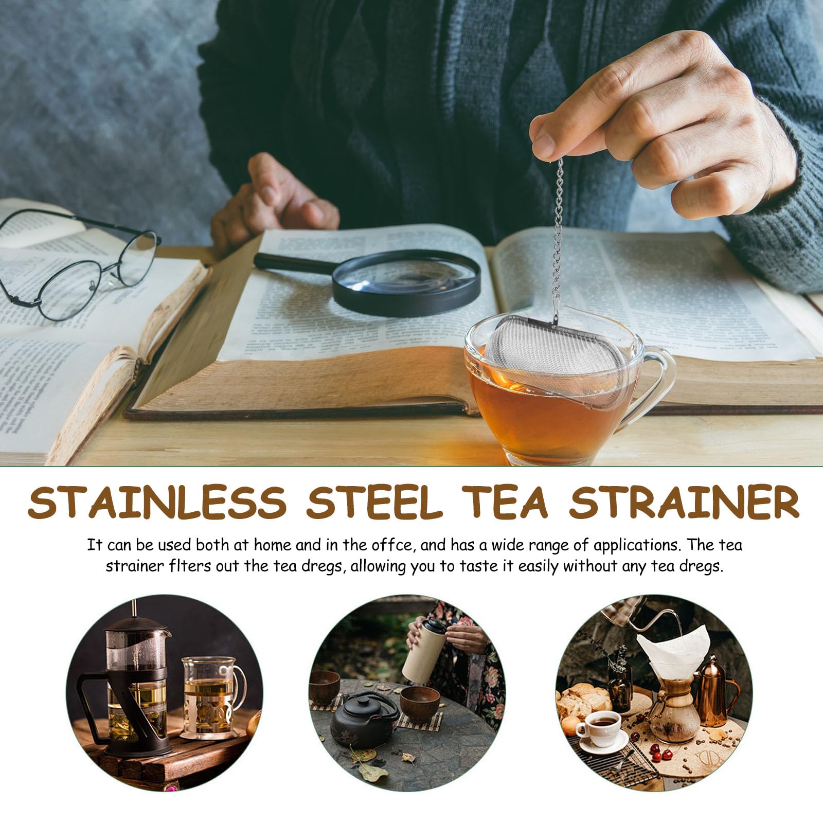 5 Pcs bola infusionadora de té, coladores te de bola con cadena, filtro infusiones acero inox, infusores colador infusiones para tés sueltos, infusor de té de hojas sueltas, tazas hierbas(4 estilos)