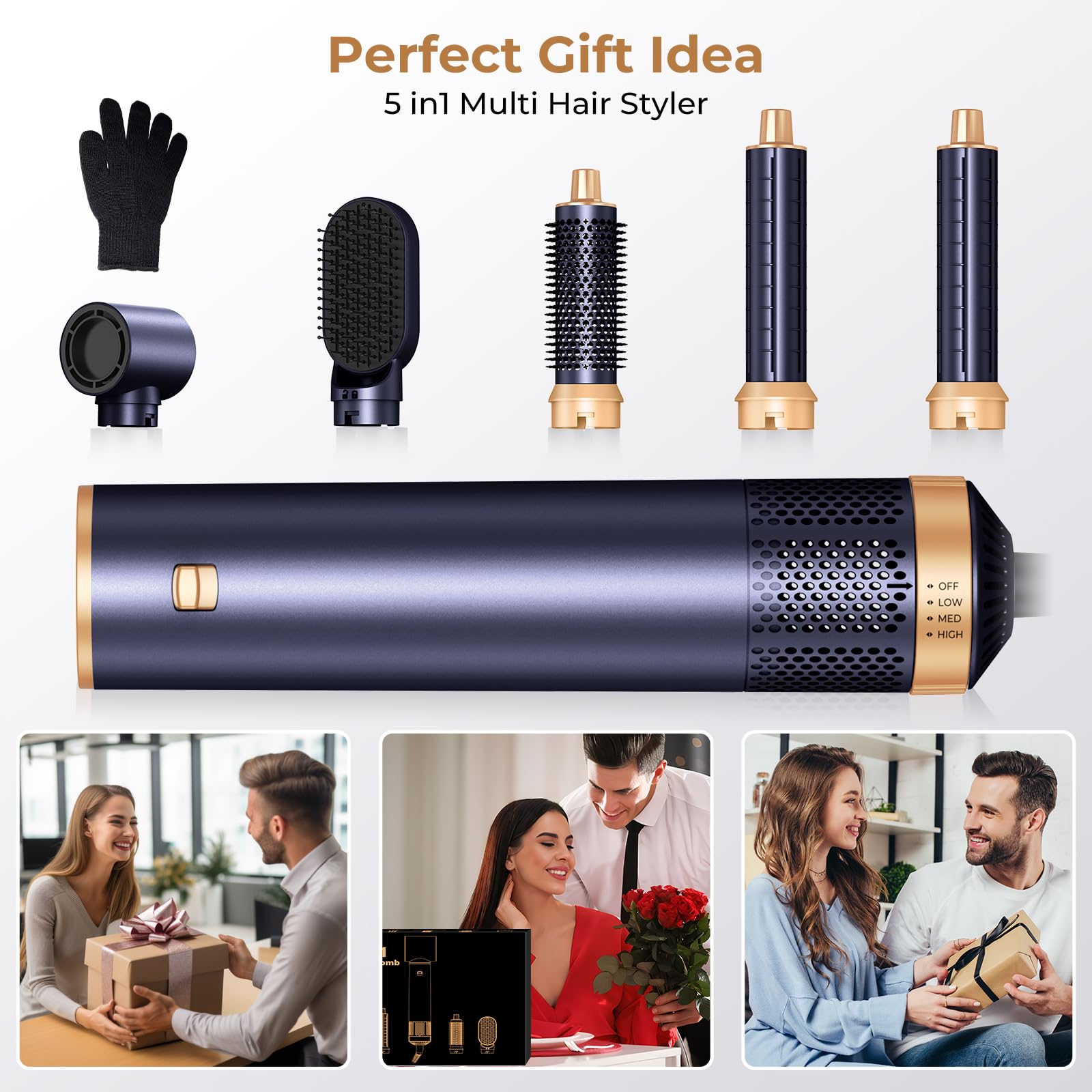 UKLISS Air Styler Seche Cheveux 5 en 1, Brosse Soufflante Ionique, Boucleur d'air Boucleur a Cheveux, Hair Styler Multifonctionnelle Professionnel, Hair Dryer Brush
