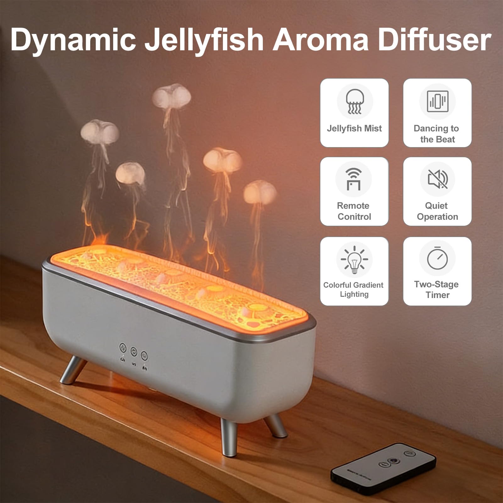 Jellyfish Aroma Diffuser mit Vulkan-Effekt, Quallen-Nebel Tanzt zur Musik