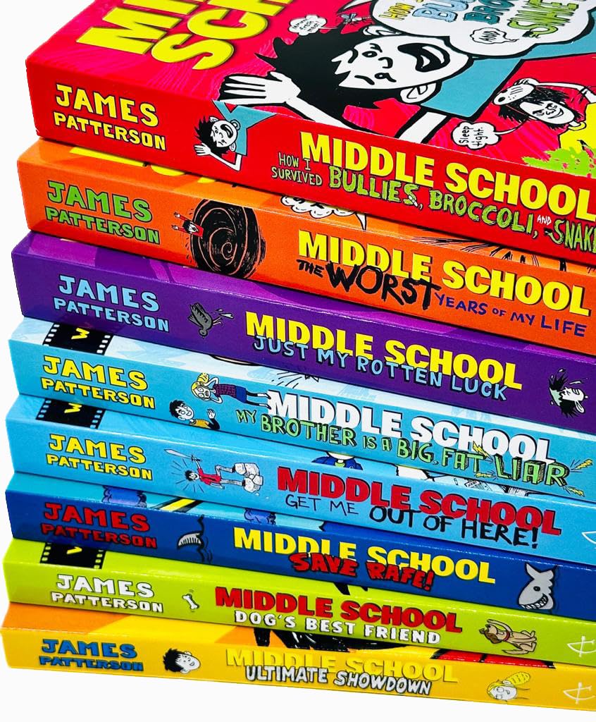 James Patterson Middle School 8 Books Collection Set (The Worst Years of My Life,Get Me Out of Here,My Brother Is a Big Fat Liar,How I Survived Bullies Broccoli and Snake Hill,Ultimate Showdown..