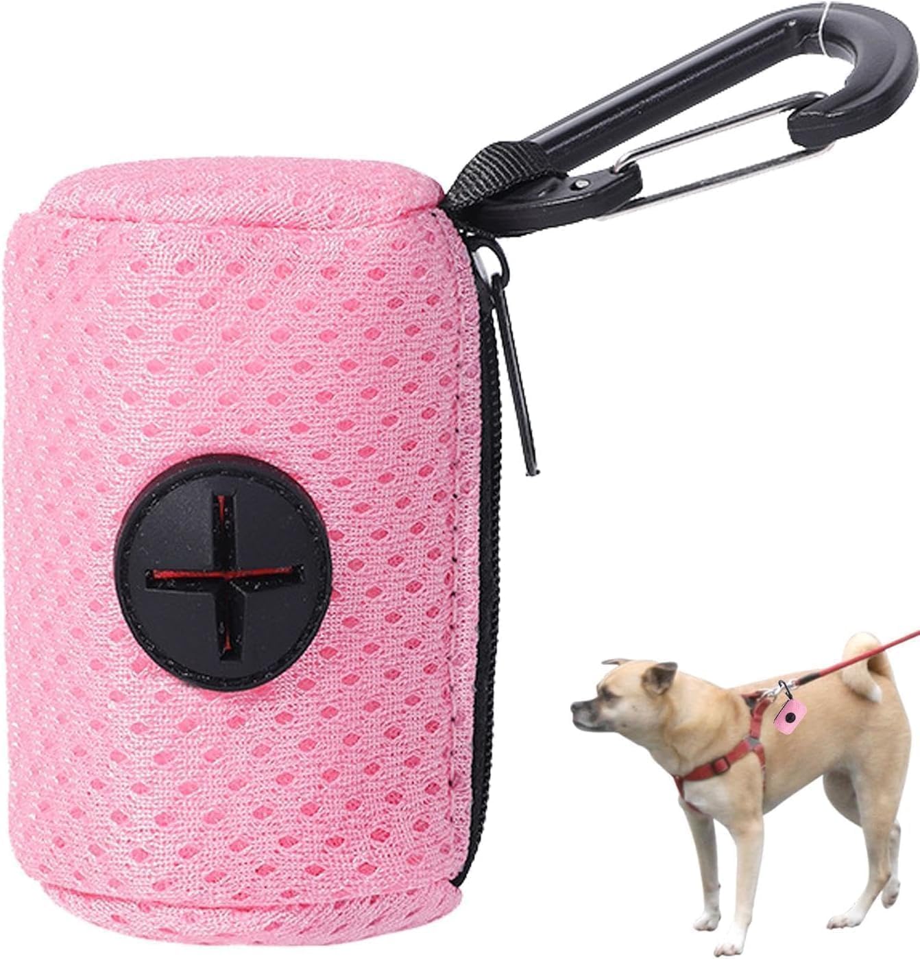 Dog Waste Bag Holder, Mesh Fabric Attachment with Zipper, Perfect for Daily Walks & Hikes