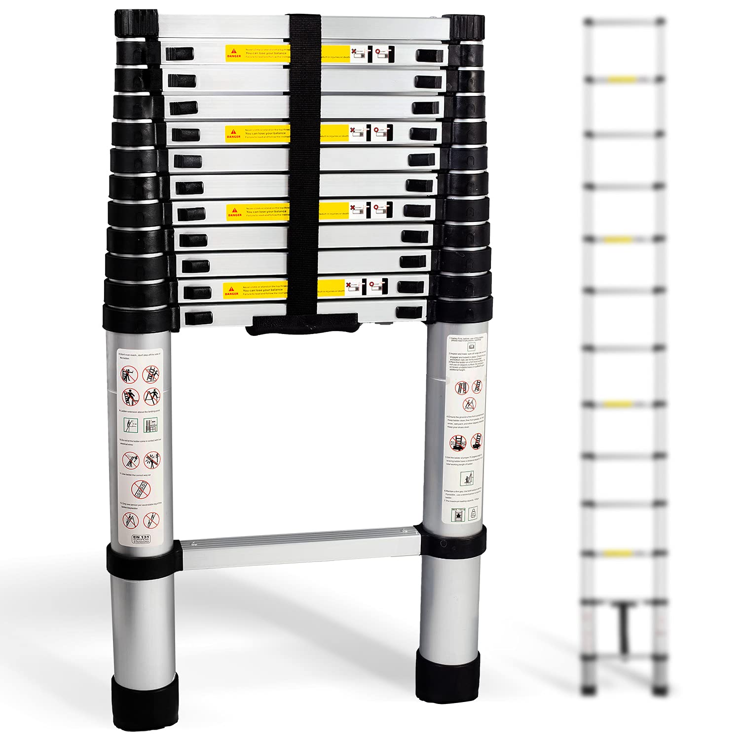 Buy Pro Aluminum Telescoping Ladder 12.5 FT, Extension Ladder 330LBS