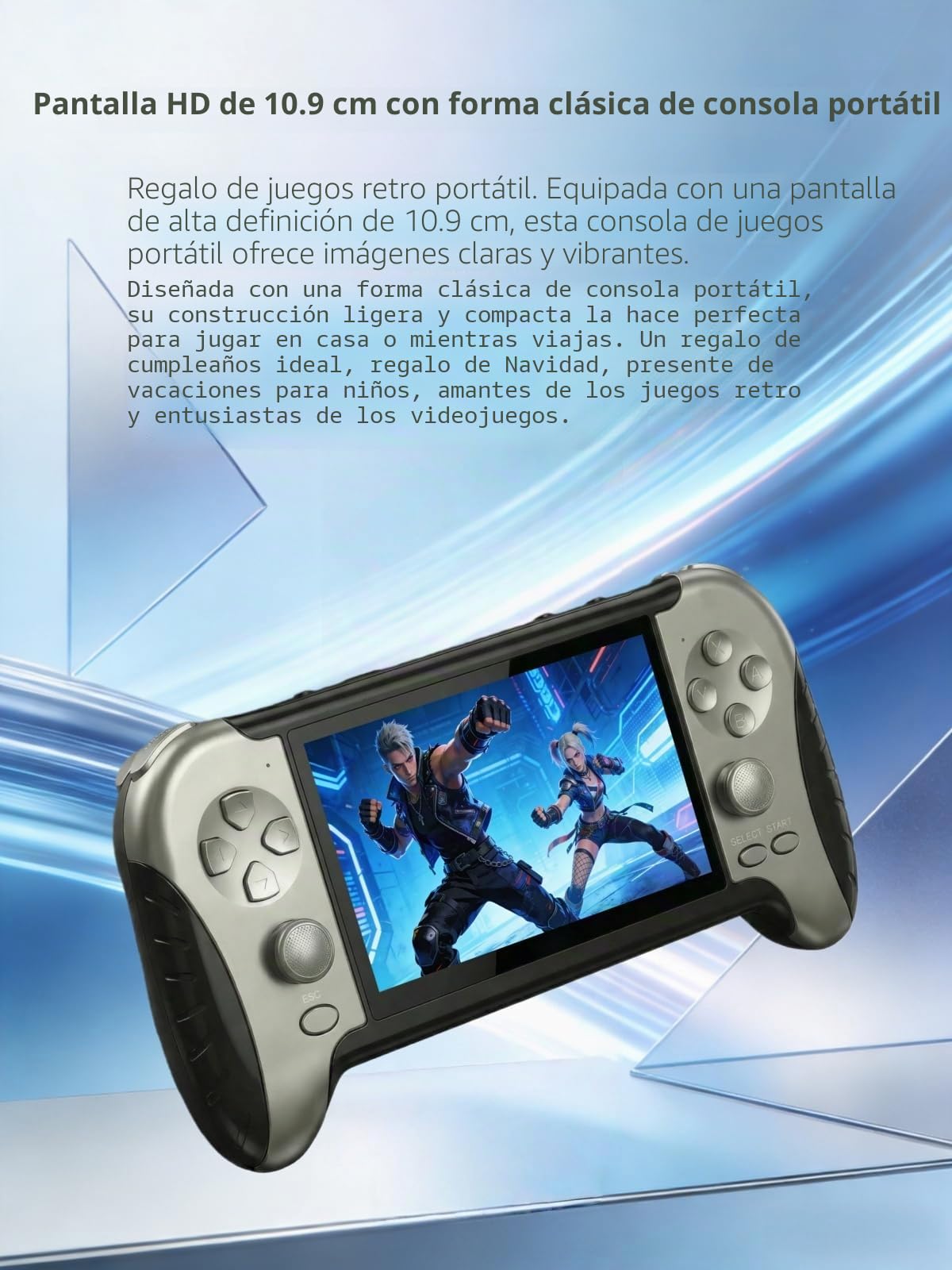 Consola de Juegos Retro YHFITN de 4,3 Pulgadas con Juegos Integrados, Salida de TV, Reproductor de vídeo y música, batería Recargable, cumpleaños para Adolescentes y Adultos.