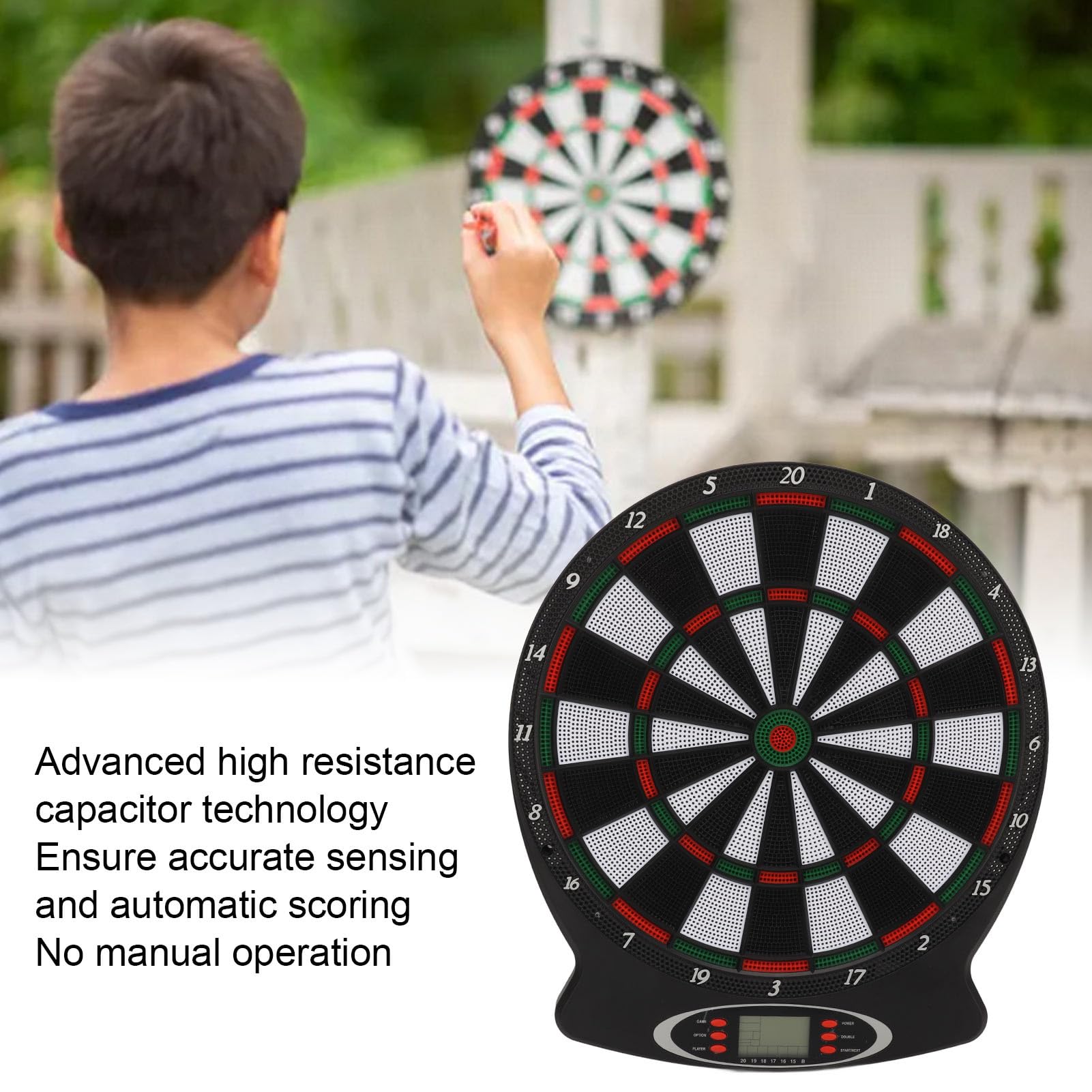 Electronic Dart Board Cabinet Set, Electronic Dart Board, Dart Board Electronic Scoreboard, for 6 Darts Plastic Tips 50 Soft Tips Power Adapter Throw Line