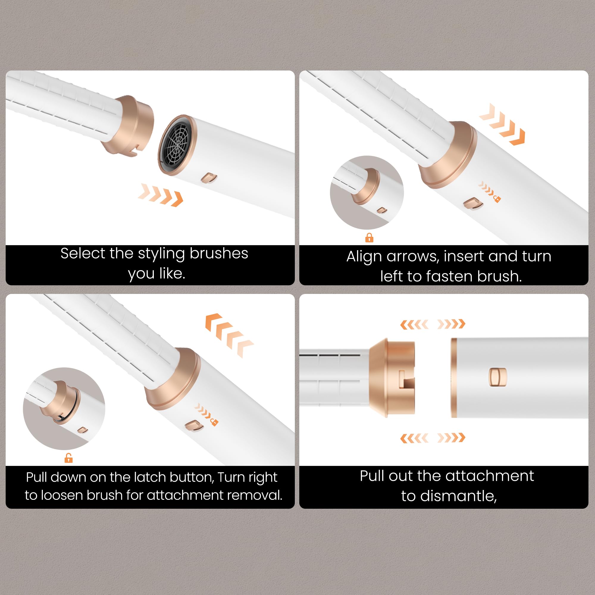 Air styler pro Secador 5 en 1 Secador Moldeador de Pelo 5 Cabezales Intercambiables 3 Temperaturas moldeador pelo Cepillo Secador Pelo uego de Brochas para Secar el cCabello