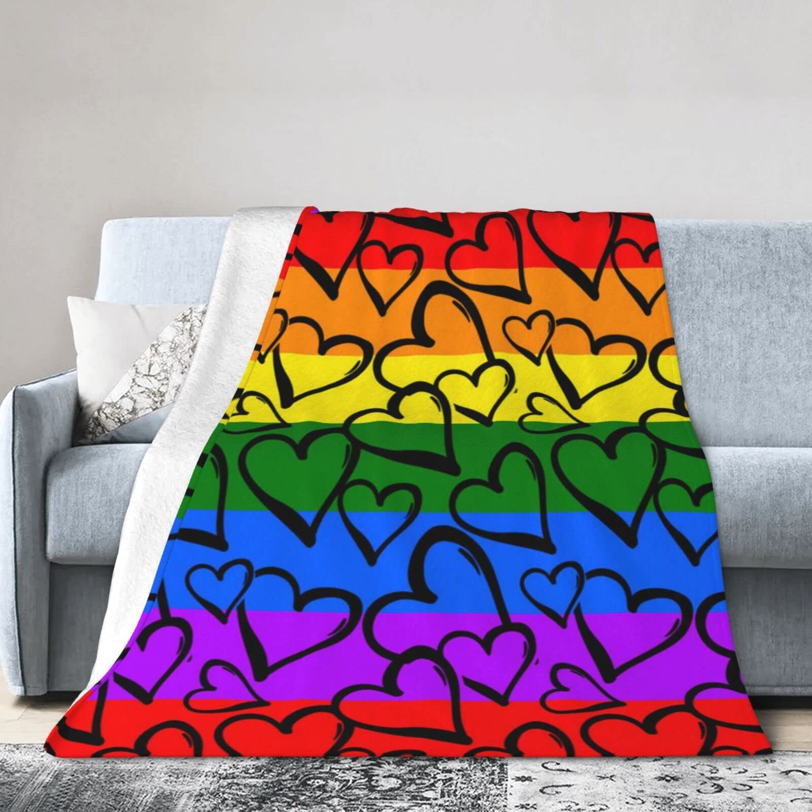 Couverture polaire Gay Pride en microfibre douce et legere pour lit et canape de salon