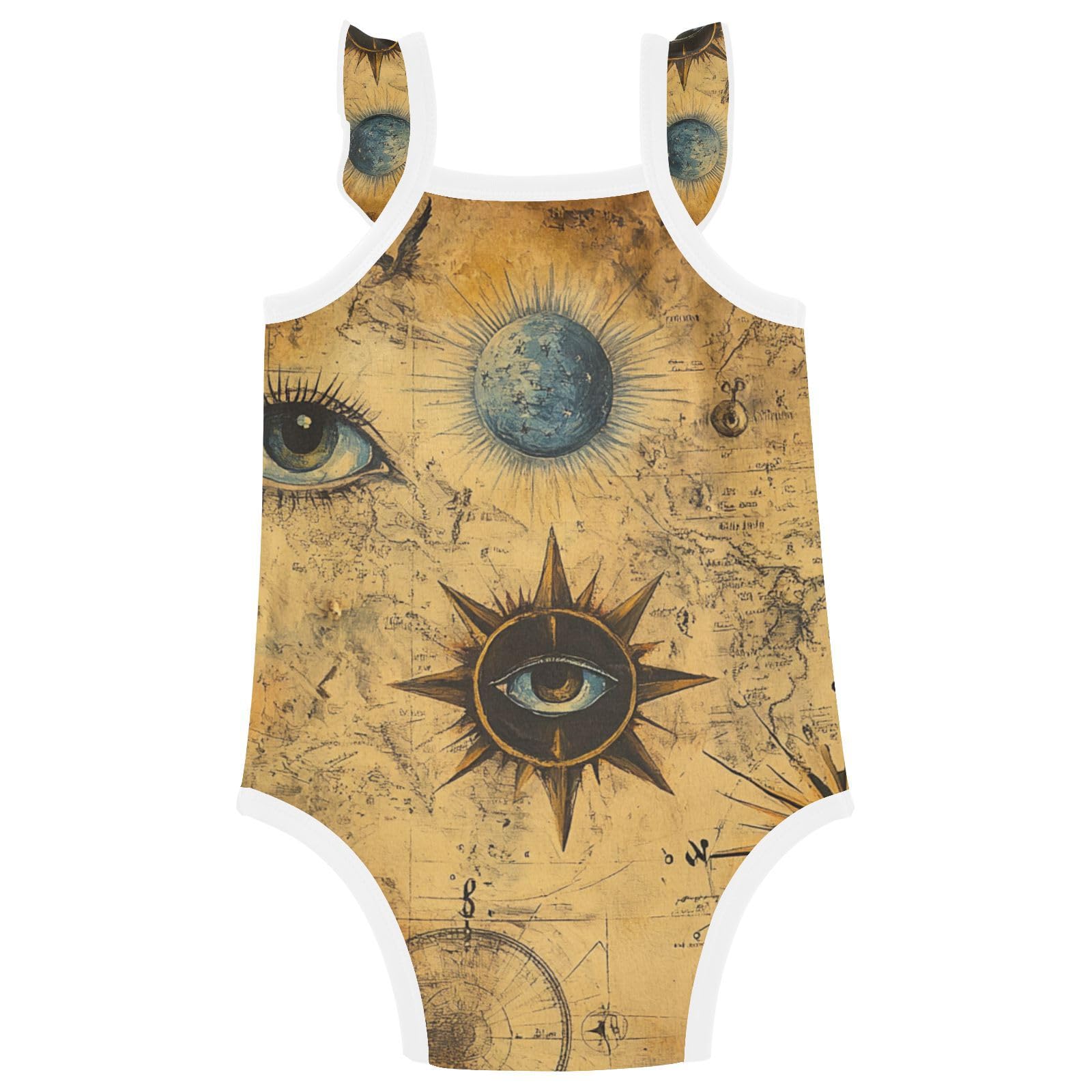 Baby Cotton Infant Bodyshirts Soft Comfort Toddler Sleeveless Clothes 3M Bohemian Retro Mysterious Symbols