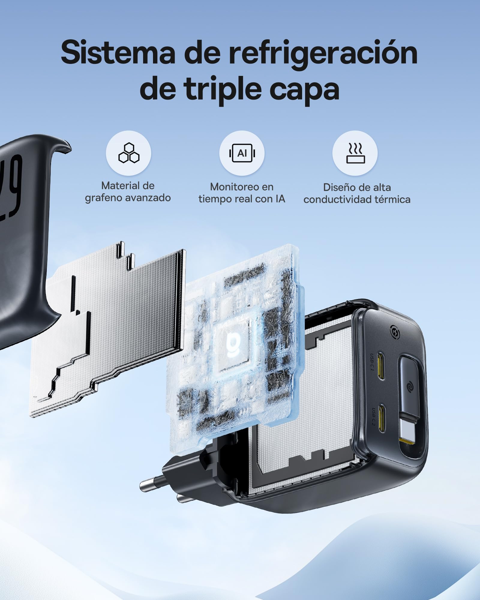 Baseus Enercore Cargador USB C de 67W con Cable Retráctil, Charger GAN con 2 Puertos USB-C, Cargador Rápido Compacto Compatible con MacBook Pro, DELL, HP, iPad, iPhone 16/15/14/13/12Pro, Galaxy S25