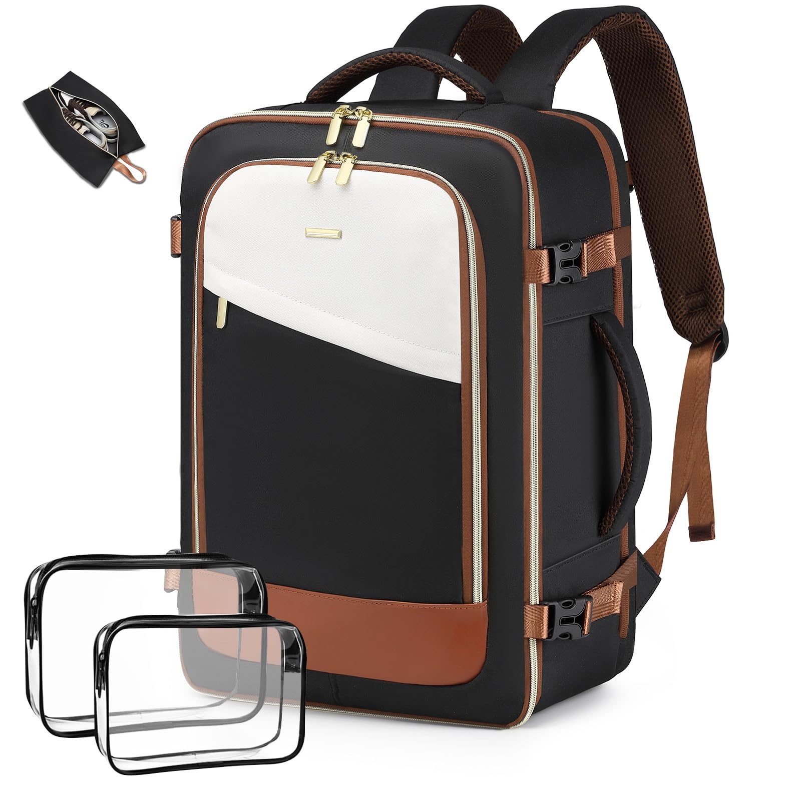 FIUAIELarge Travel Backpack For Women: 40L Carry On Backpack Fit for 17 Inch Laptop TSA Flight Approved Personal Item Bag Weekender Daypack for Traveling Business Waterproof Luggage Backpack for Airplane