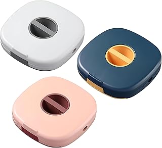 منظم كابلات، 3 صناديق تخزين كابلات شحن موبايلات بتصميم قابل للدوران وألوان نابضة بالحياة وهي الأزرق والأصفر والوردي والرمادي، مصمم للسفر والتنظيم المريح لسماعات الأذن وكابل البيانات