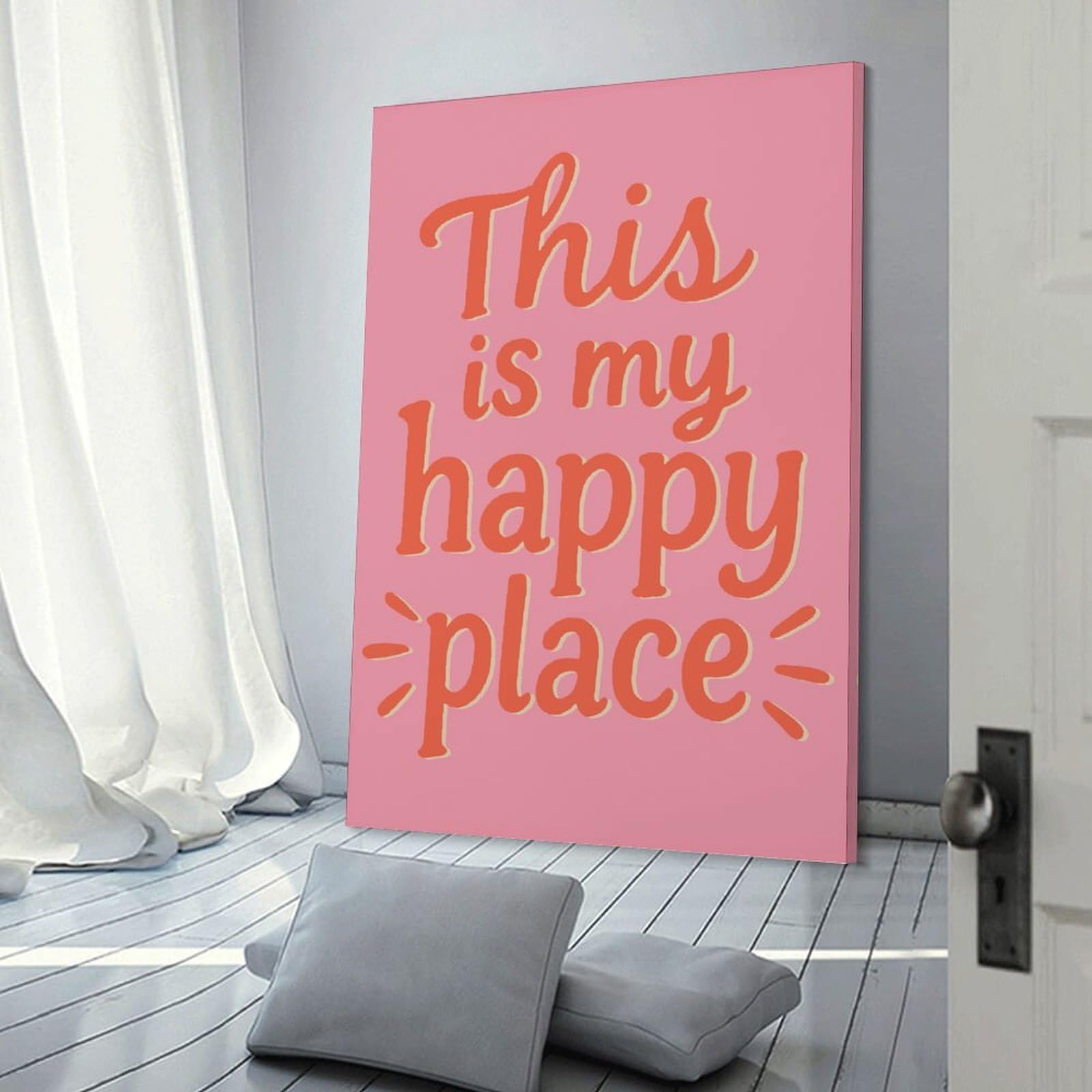 Junmoney Frame-Style-25 This Is My Happy Place Home Decor Wall Art 08X12inch(20X30cm), For Bedroom, Guest Room Or Reading Nook, Decorative Wall Art For Cosy Rooms