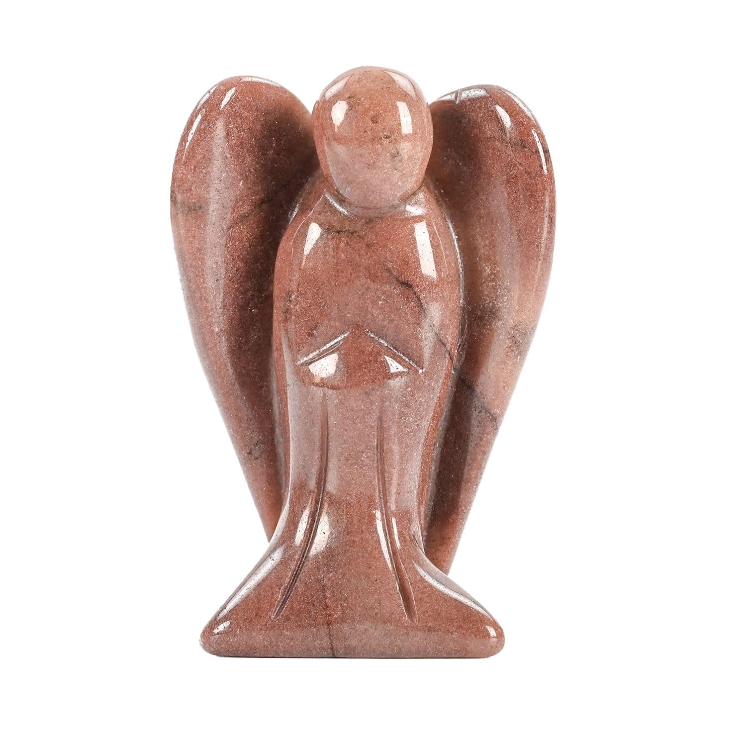 WHAL&YUNE Strawberry Quartz Angel Statue Natural Stone Decor Figurine - 1.5 inch