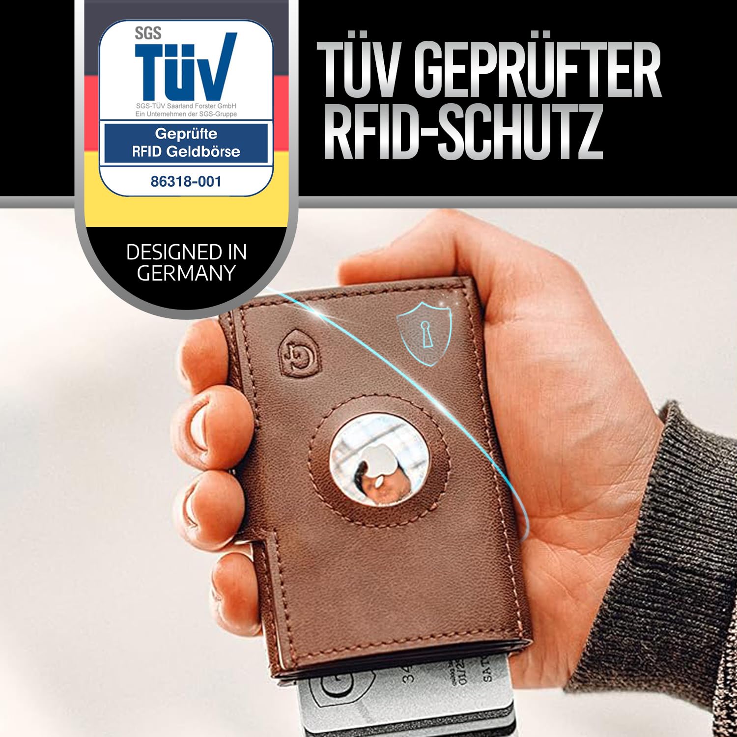 GenTo SMARTLET Push - portfel z kieszenią na monety - metalowe etui - Slim Wallet - sprawdzona ochrona RFID NFC - mały portfel - cienkie wąskie etui na karty, ciemnobrązowy, matowy., SMARTLET PUSH II