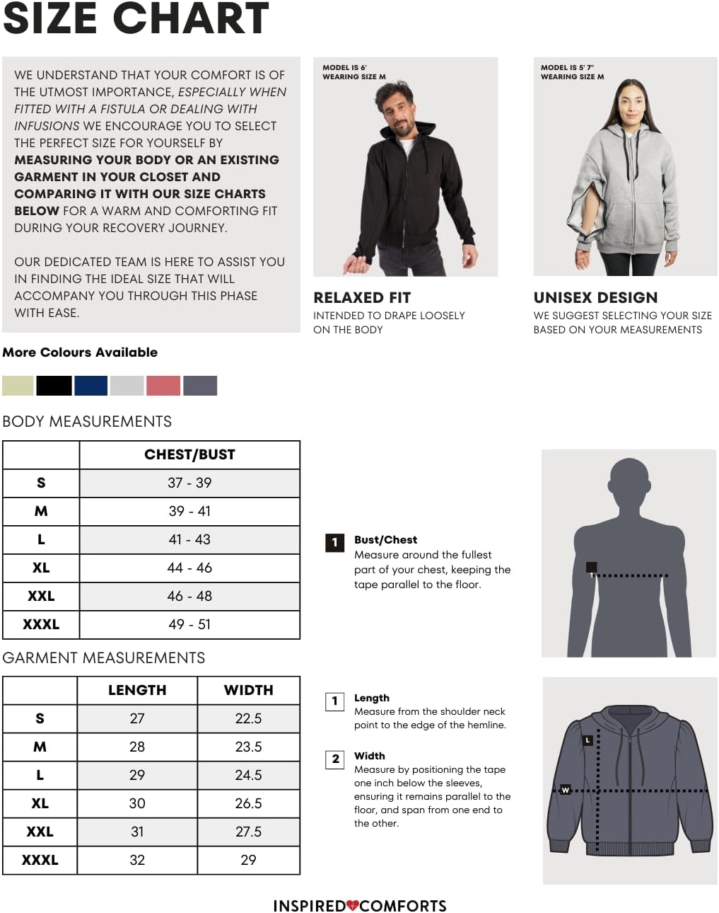 Inspired Comforts Dialysis Port Access Unisex Hoodie with Two Way Arm Access Zip - Image 6