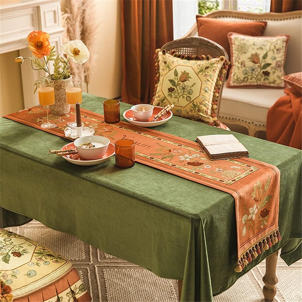 JSEIAJB Hand-Painted American Table Runner Pastoral Retro Table Cloth Long Coffee Table Dressing Table Decoration Cloth(D,30x160cm)