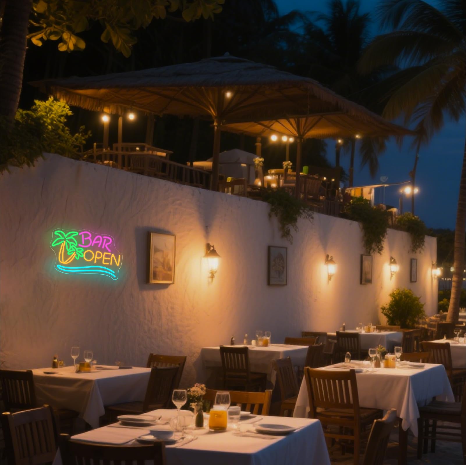 SIGNSHIP Bar Open Palm Tree Neon Light Sign Dimmable for Wall Decoration Neon Sign Open Sign Light - Image 2