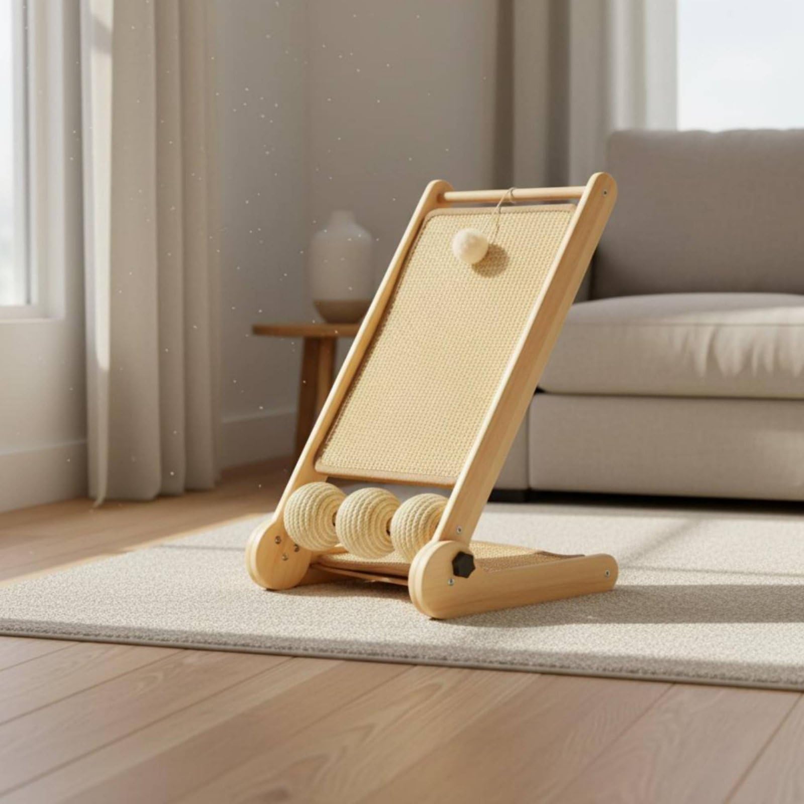 Jiuvaso Tiragraffi per Gatti Tiragraffi Tavola Pedana Rifugio con Superficie in Sisal Resistente All’usura Cornice Pieghevole a L Adatto per Appartamento Salone Camera Angoli