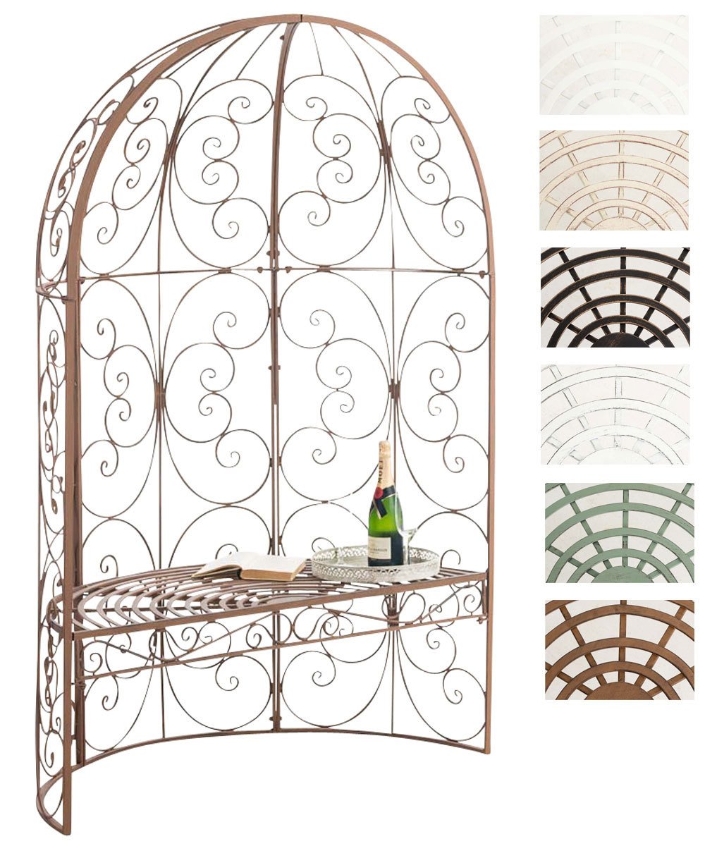 CLP Padiglione Giardino Con Panca Rosie I Gazebo Padiglione In Ferro I Pergola A Semiluna Portata Max 200 KG, Colore:​antico marrone