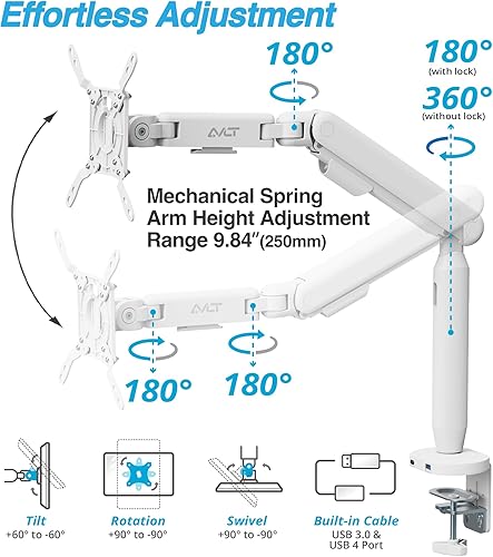 Miniatura 4 de AVLT Brazo de monitor de caballete ultraancho de 17"-40" para pantallas de hasta 24.3 libras, soporte de diseño de aluminio premium, altura