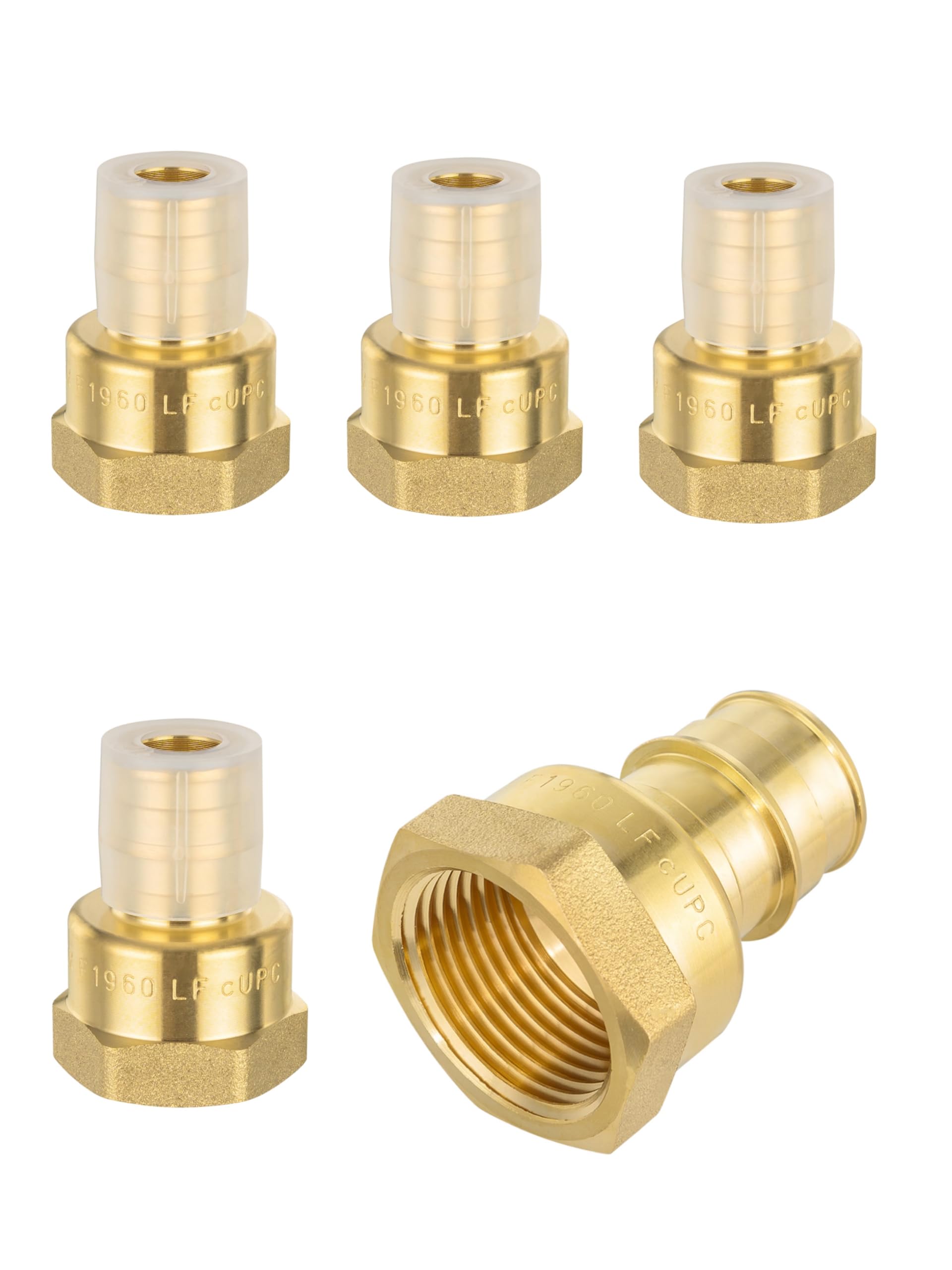 Paquete de 5 accesorios de latón de expansión fría EFIELD Pex-A de 3/4 pulgadas Pex x 3/4 pulgadas hembra NPT adaptadores, ASTM F1960, certificado UPC