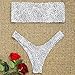 ZAFUL Women's Strapless Leopard Print High Cut Two Piece Bandeau Bikini Set (White, S)