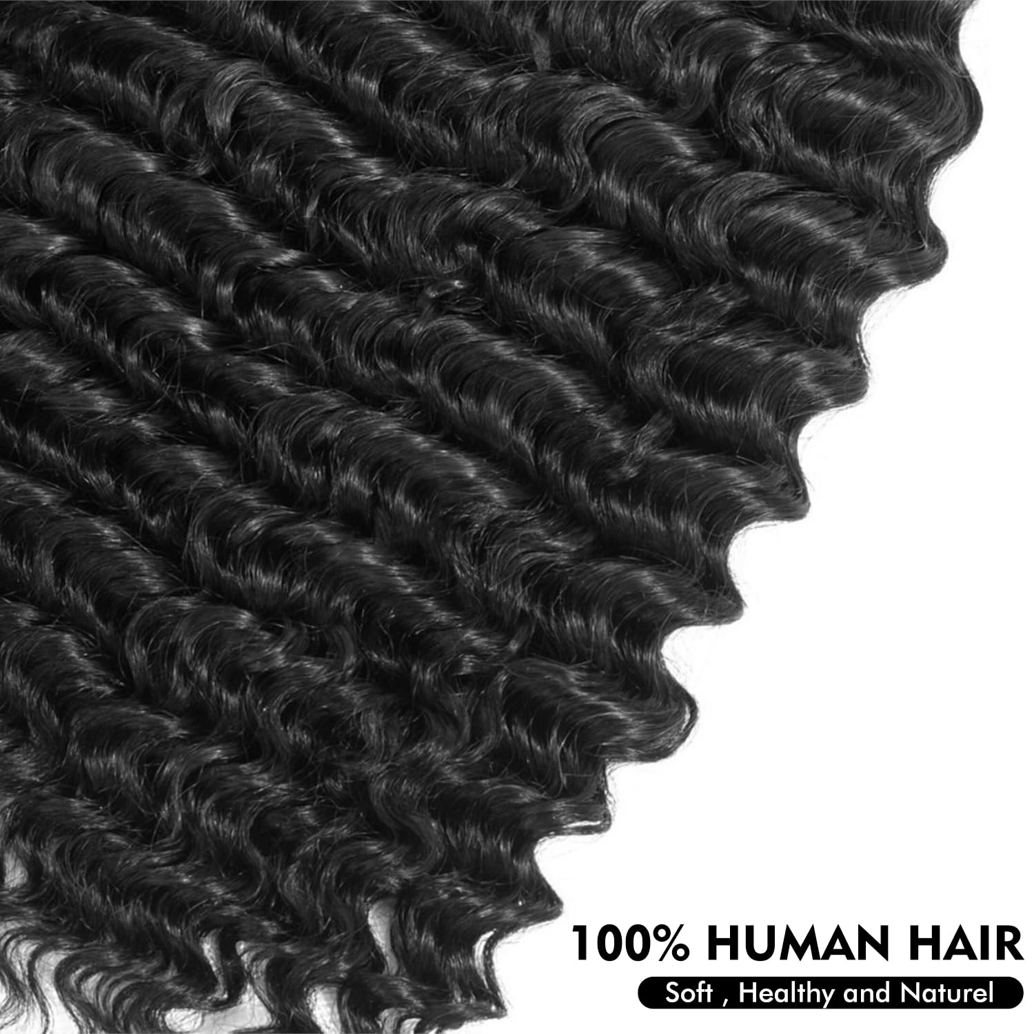 TNICE Deep Wave Human Hair Bundle Brazilian Virgin Curly Hair 18 20 22 Inch | Deep Wave Human Hair Bundles 3Bundles 100% Unprocessed Brazilian Virgin Wet and Wavy Weave Extensions for Women Natural Black