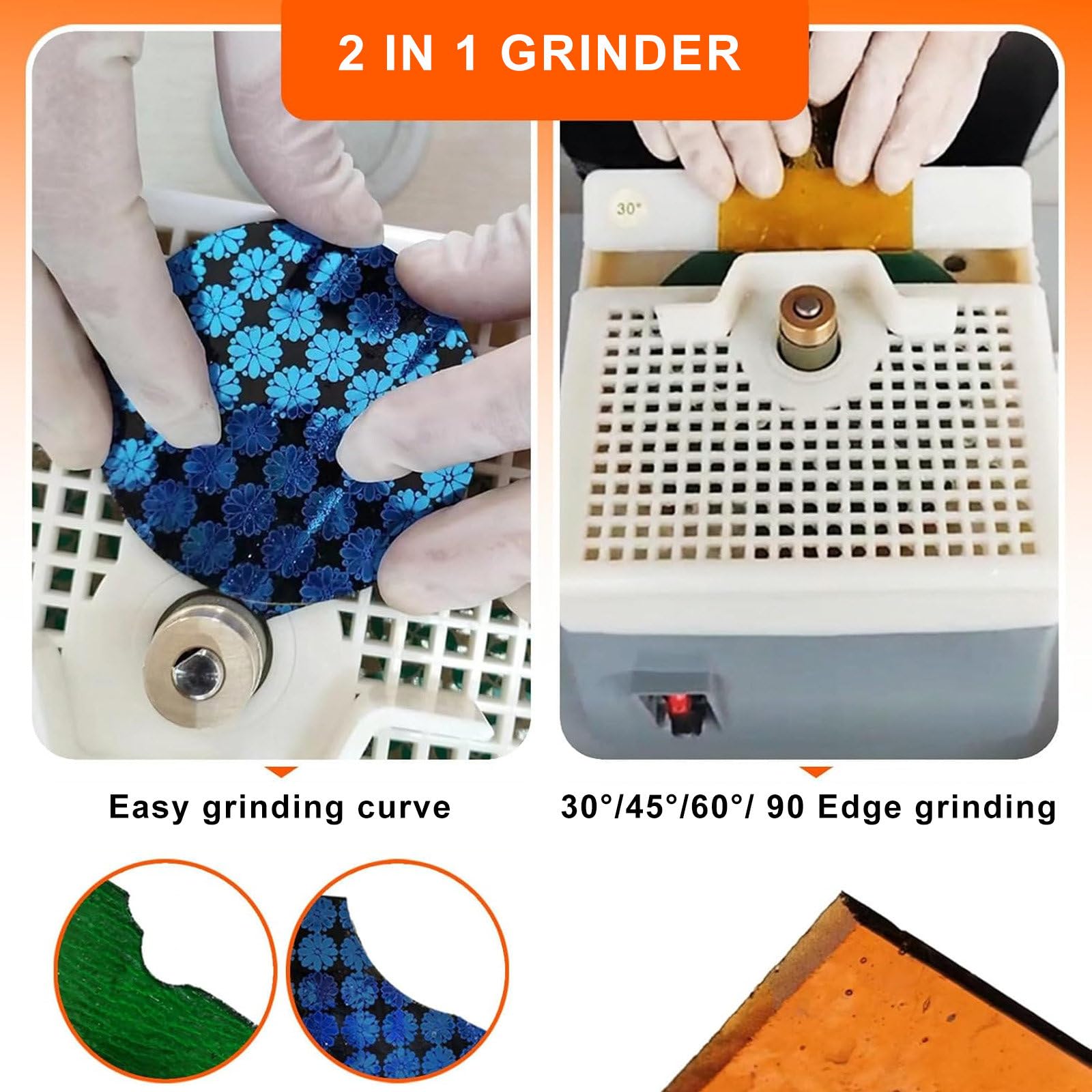 vnmudzeo DIY Glass Grinding Shaping Machine Desktop,with Hole Cutter,Safety Glasses,2800 R/min Mini Art Ceramic Grinding Tool,for Homes, Workshops,Studios
