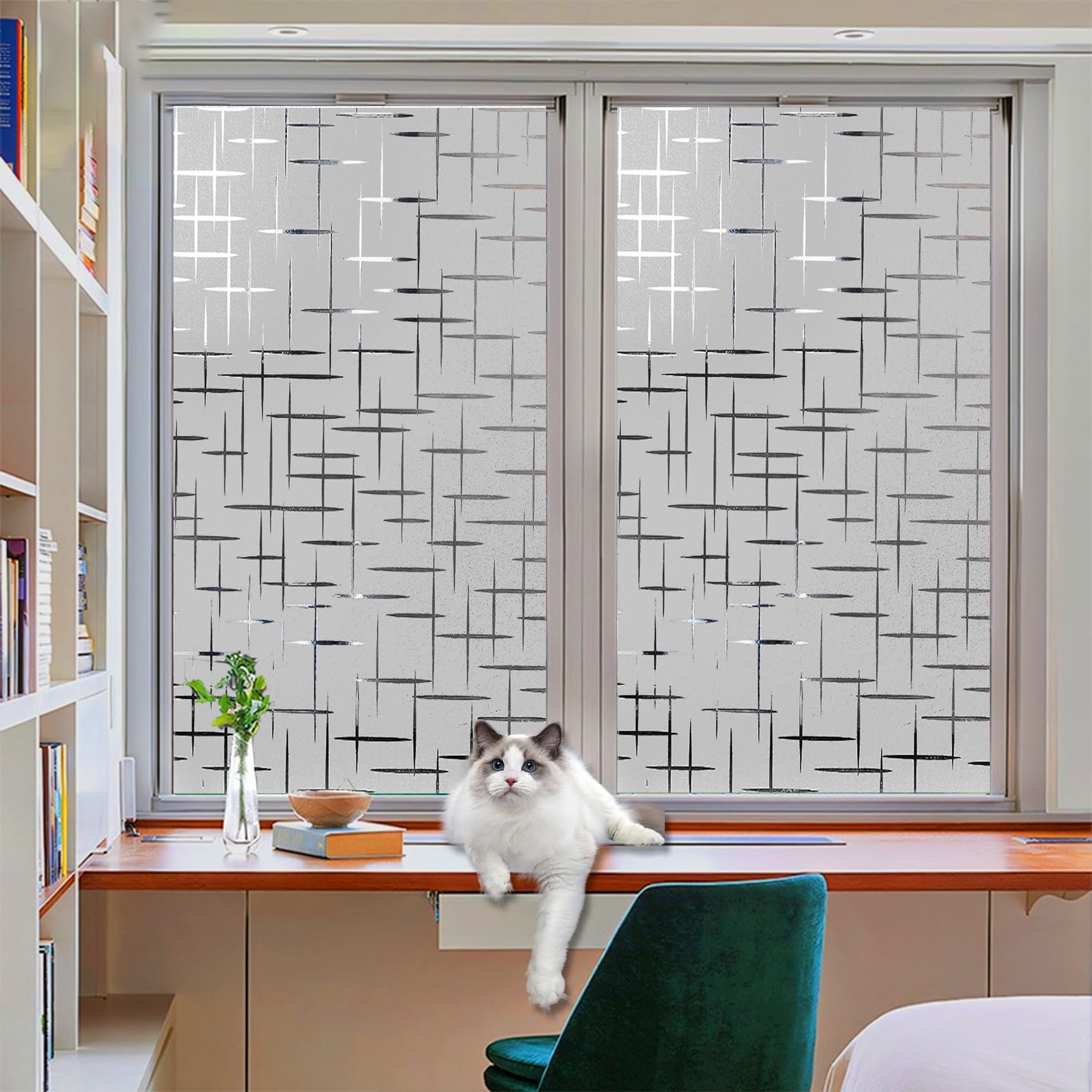 Vetri Finestre Pellicola 80 x 220 cm, Riduzione Abbagliamento Solare, Anti-Calore, Facile da Installare, Vetri Finestre Pellicola Privacy Opaca, per Casa Cucina, Stella