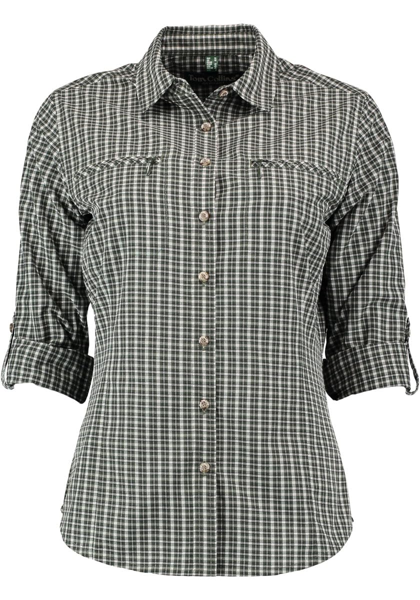 TOM COLLINS Damen Bluse Langarm Freizeitbluse mit Liegekragen Twoios