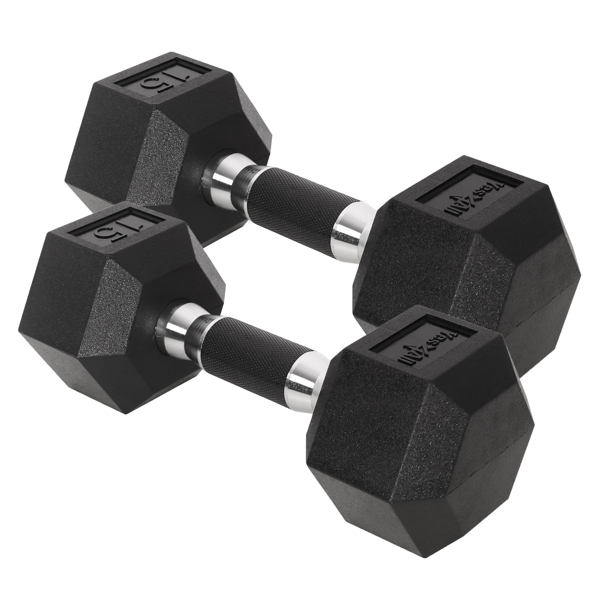 Yes4All Chrome Rubber Grip Encased Hex Dumbbells Hand Weights With Anti-Slip 10-30 LBS Pair