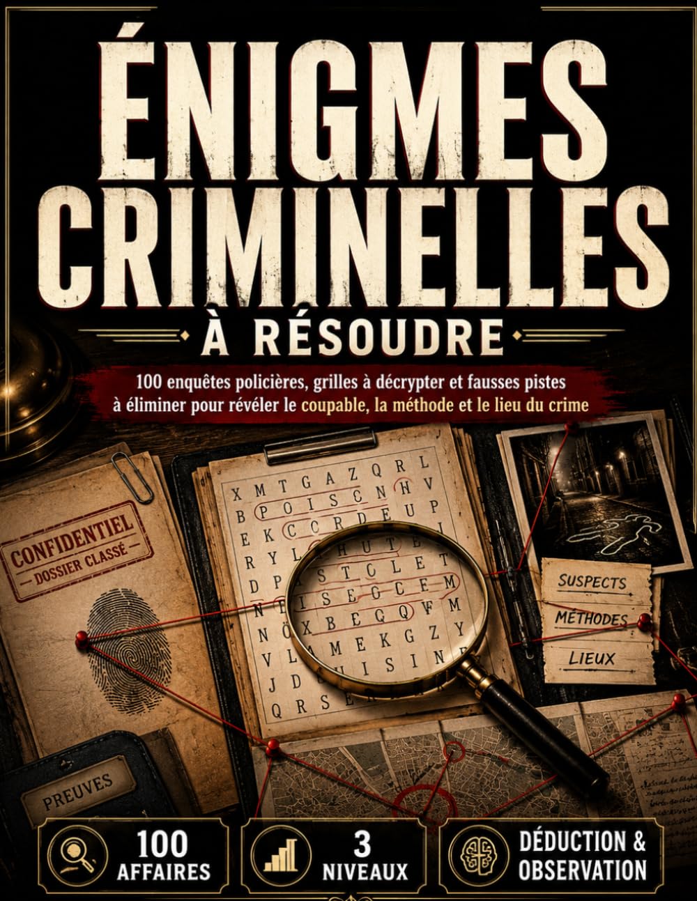 Énigmes Criminelles à Résoudre: 100 enquêtes policières à résoudre, mots mêlés, grilles à décrypter, casse-têtes et jeux de logique pour adultes pour ... le coupable, la méthode et le lieu du crime