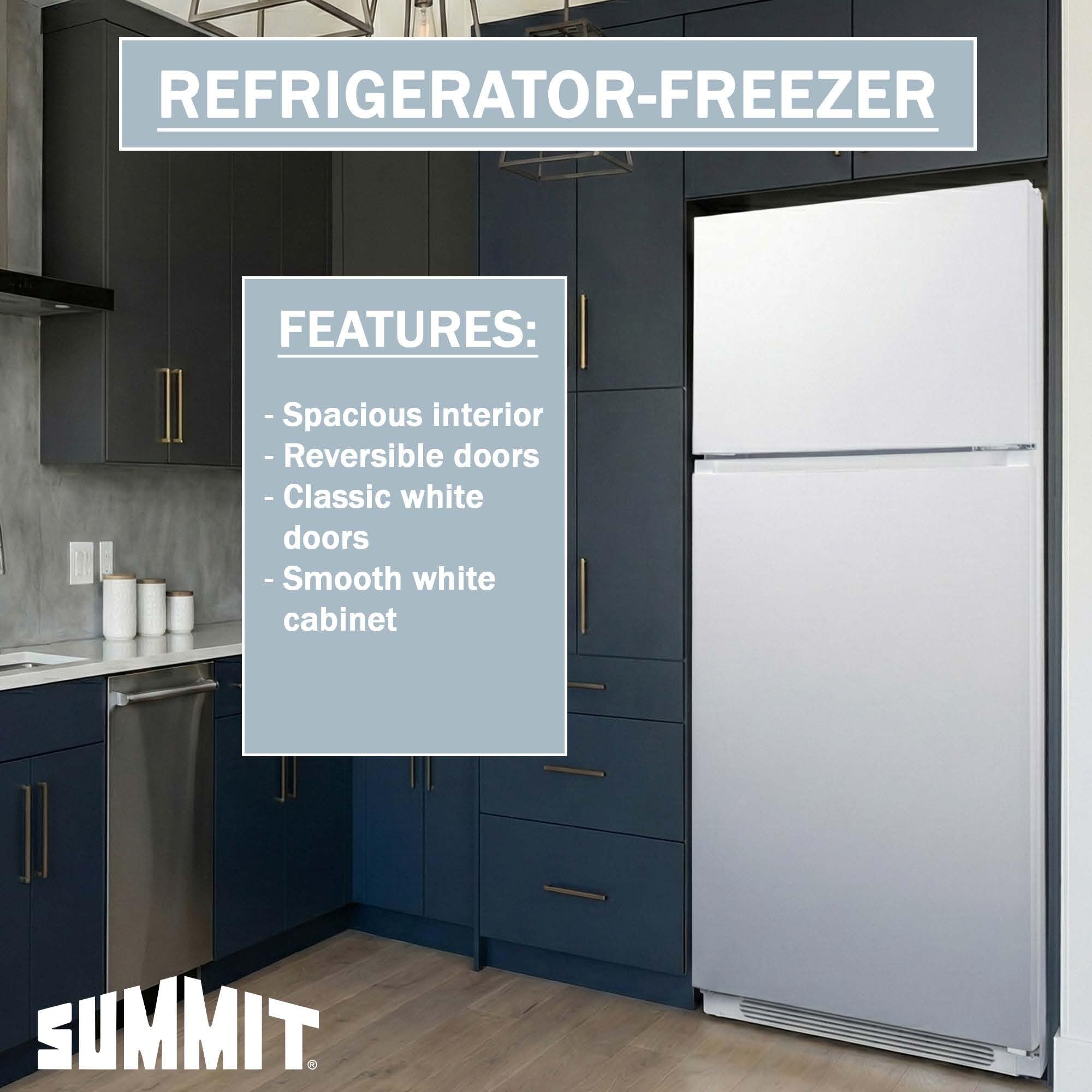 Summit 30” Top Mount Refrigerator - Freezer, 18 Cu.Ft. Capacity, Energy Star Certified, White - Ff18w on Fridge.com - View 6