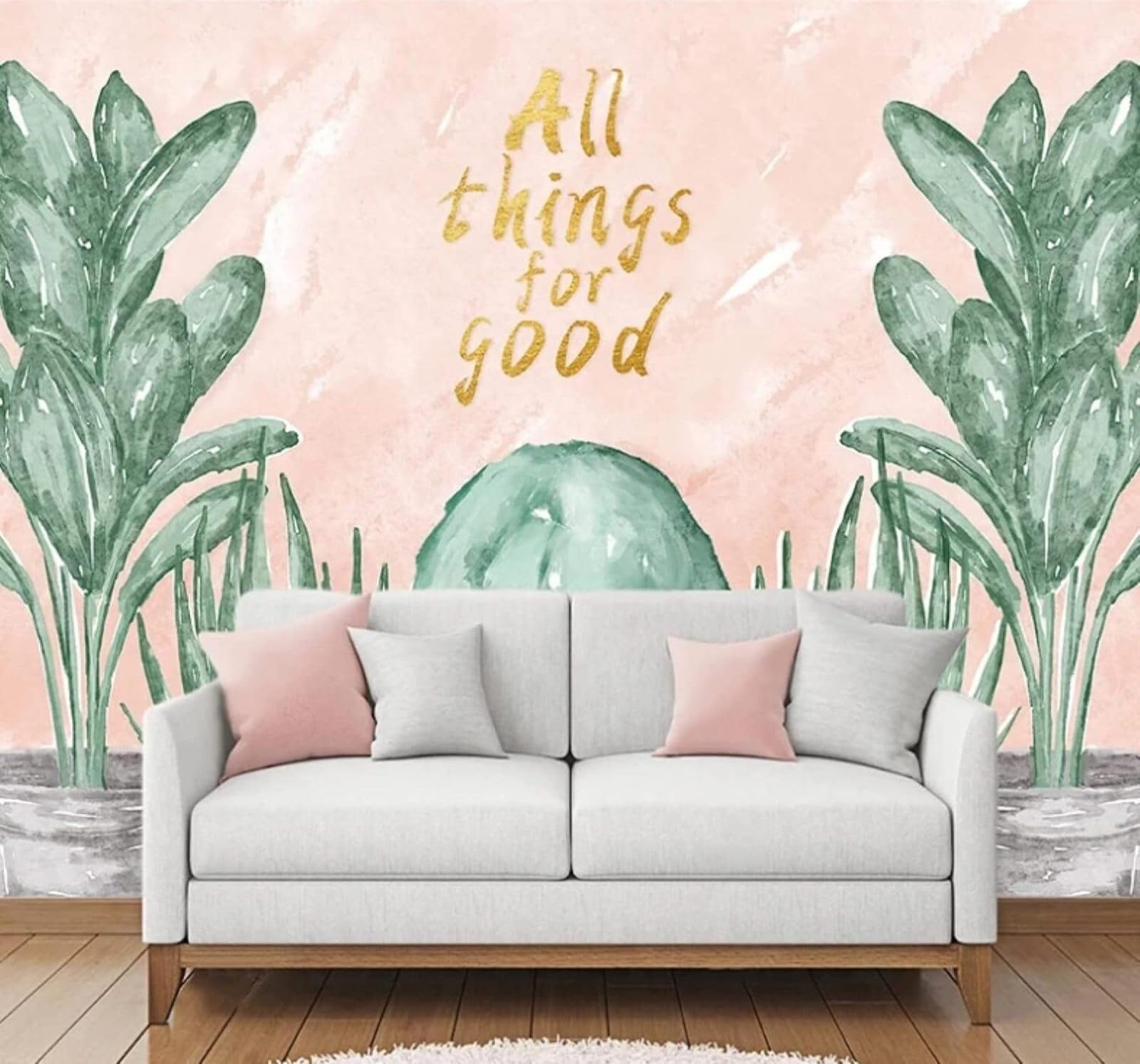 XLMING Cartoon Hand Drawn Cactus Green Plant 3D Wallpaper Luxury Silk Study Dining Feature Sofa Grey Bedroom Living Room Tv Decorative Wall-400cm×280cm