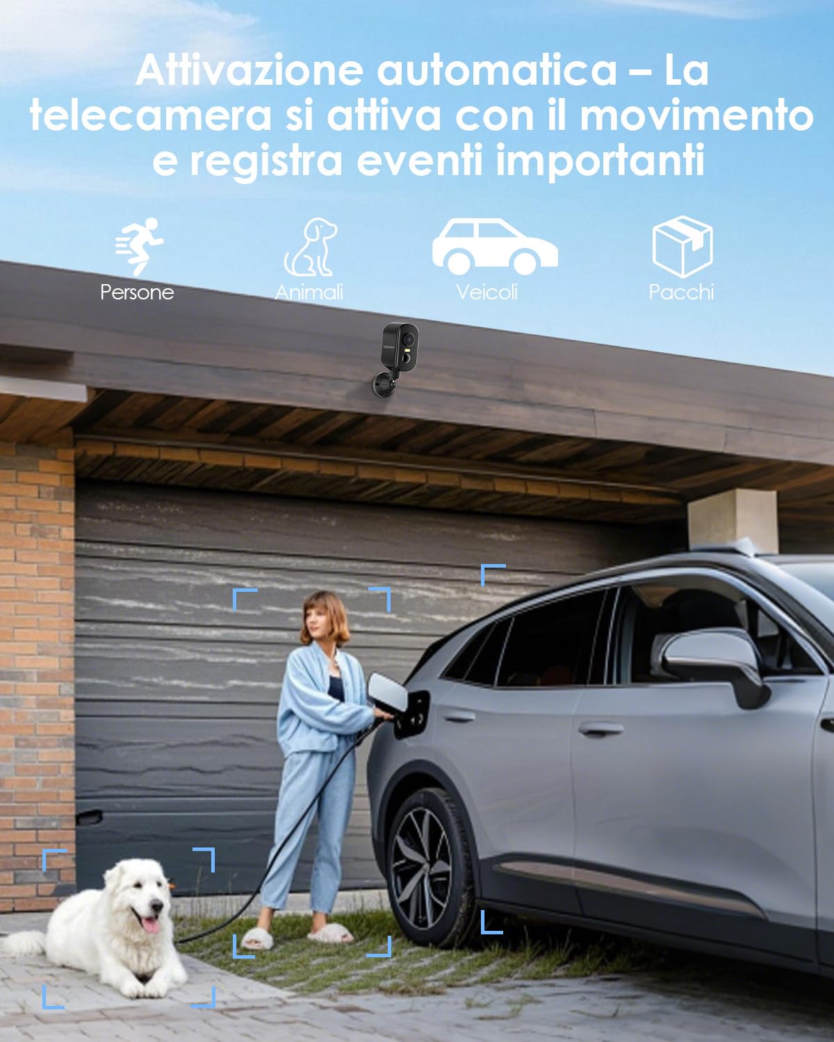 CZEview Telecamera di Sicurezza IP65, 2k, WiFi/Ethernet, Visione Notturna 10m, Audio Bidirezionale, Rilevamento Movimento (nero)