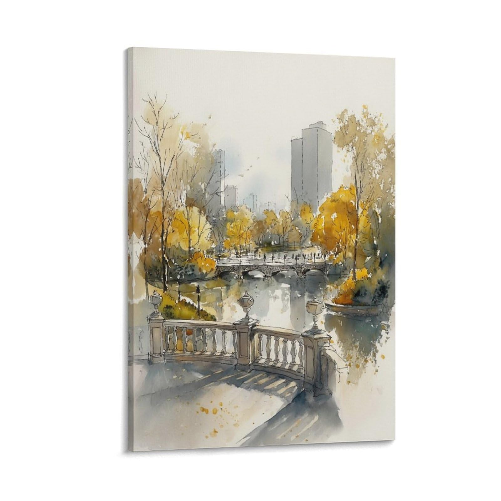 XWYMXZ Lake Eola Park 20x30inch(50x75cm) Vintage Travel Poster Watercolor Canvas Art