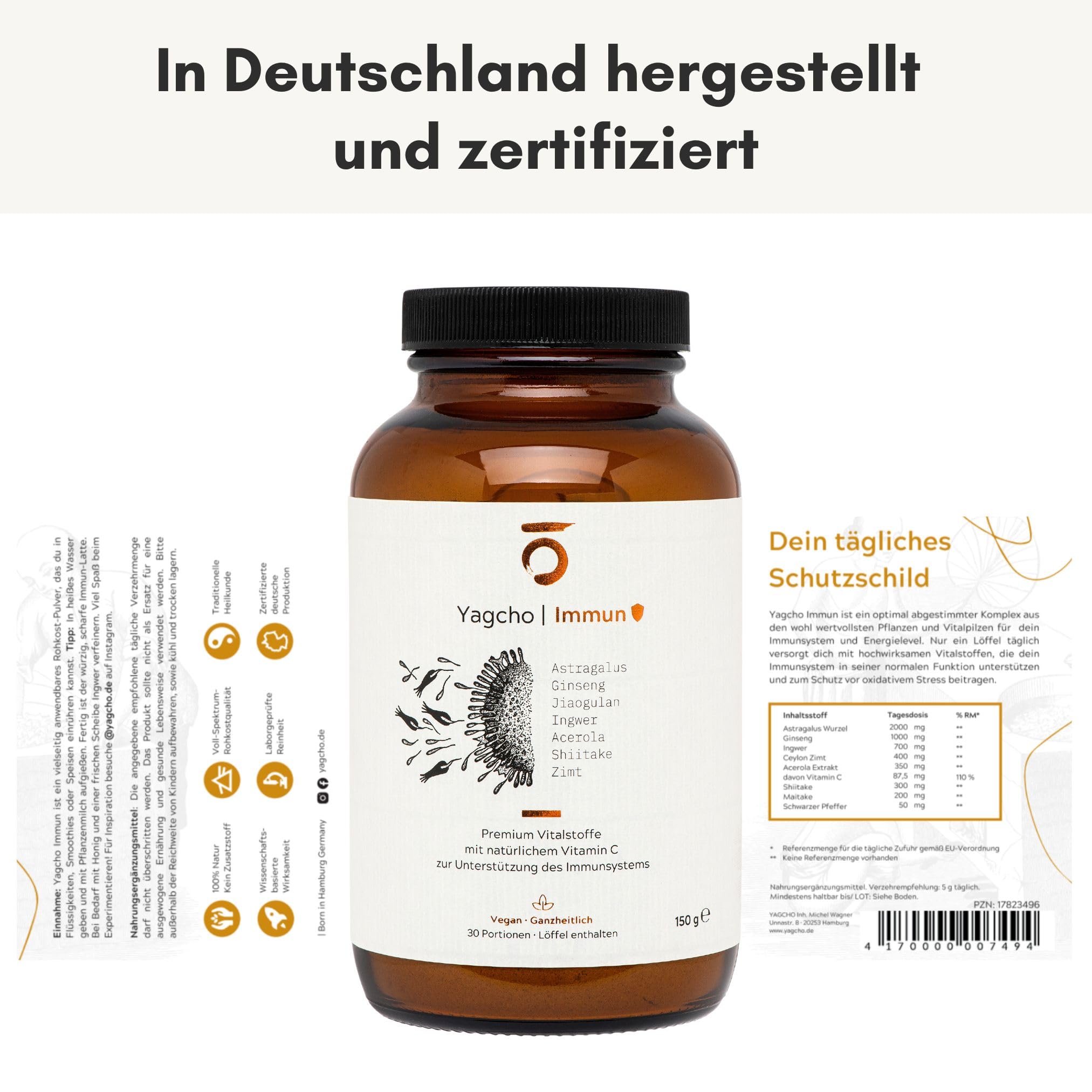 Yagcho Immun | Immun & Energie Komplex | Vitalpilze Mix | Immunsystem stärken | TCM Heilpflanzen | Pilzkaffee | Nahrungsergängzungsmittel
