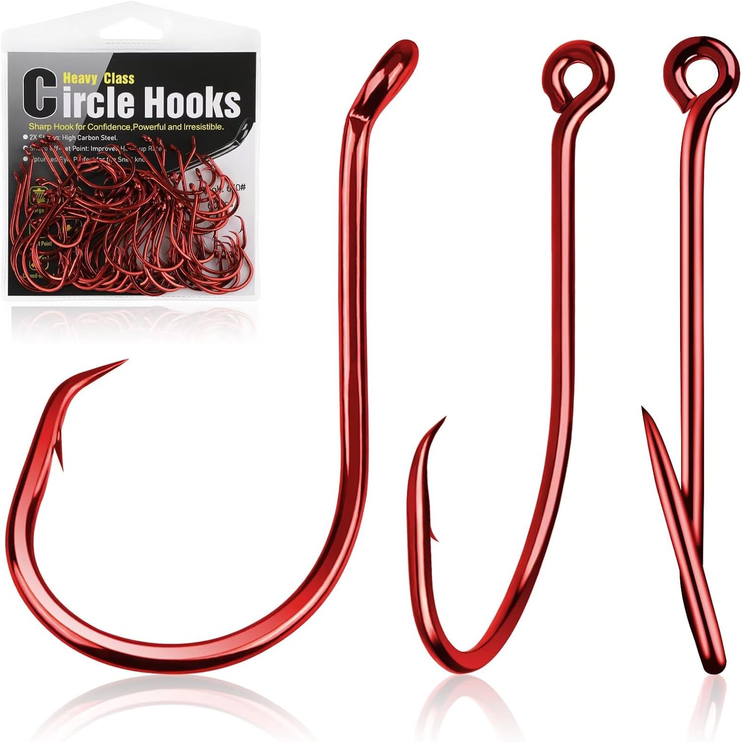 Dovesun Circle Hooks for Catfish 2X Strong 100PCS Catfish Hooks Octopus Circle Hooks Saltwater and Freshwater Black & Red Size 1/0-8/0