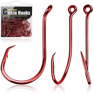 Dovesun Circle Hooks for Catfish 2X Strong 100PCS Catfish Hooks Octopus Circle Hooks Saltwater and Freshwater Black & Red Size 1/0-8/0