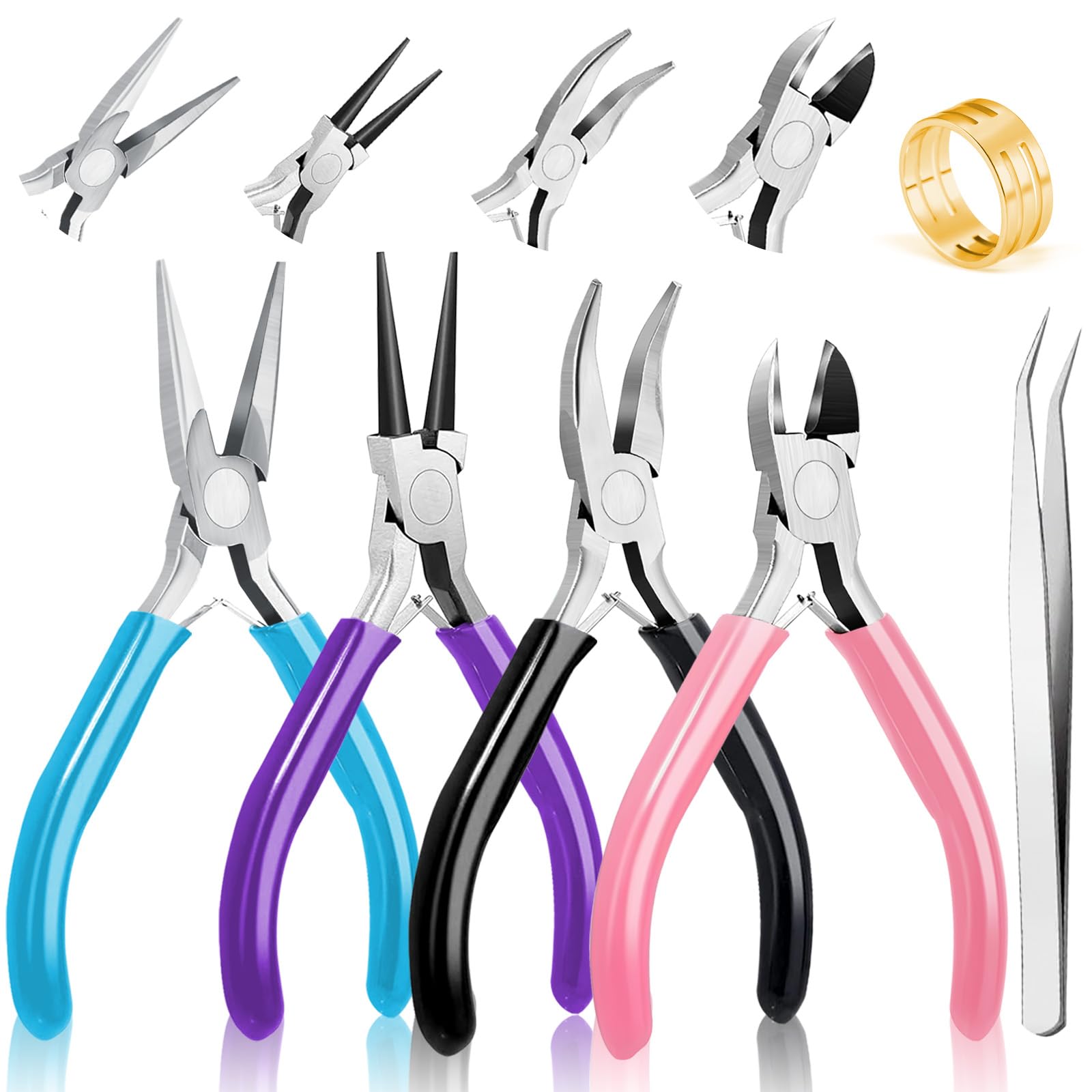 Set Pinze Precisione Per Gioielli - 4 Pinze, Forbici, Pinzetta, Per Creazione E Riparazione