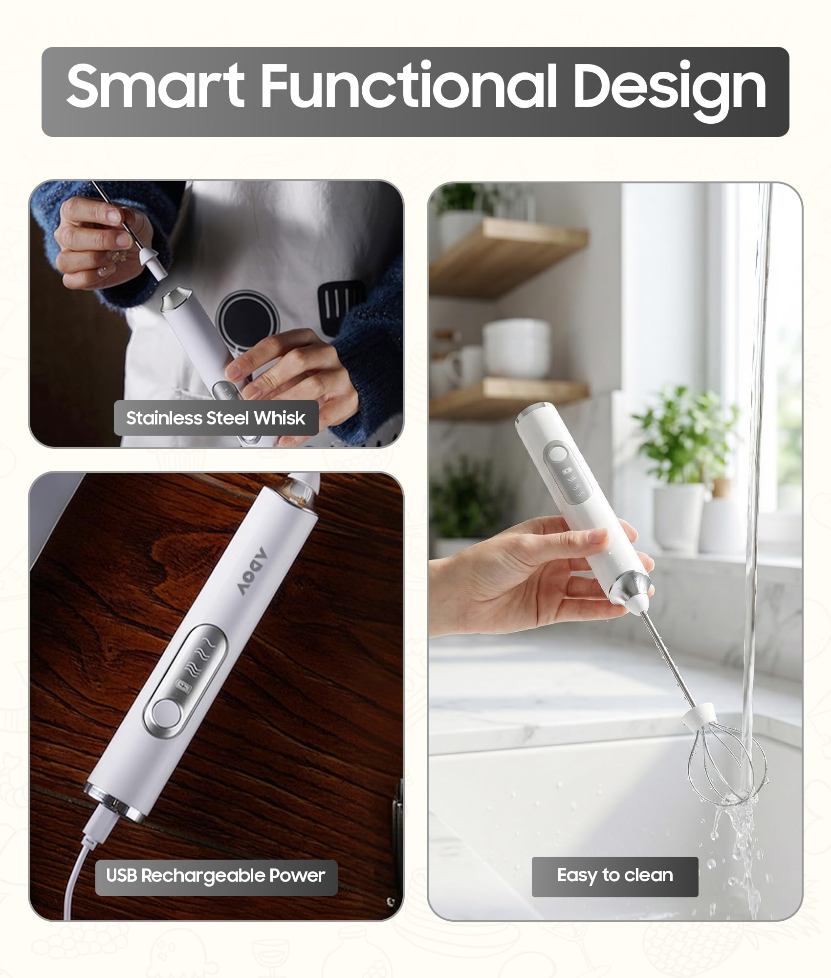 Dabé Melkopschuimer - USB Oplaadbaar - 3 snelheden - Zwart - RVS | bol