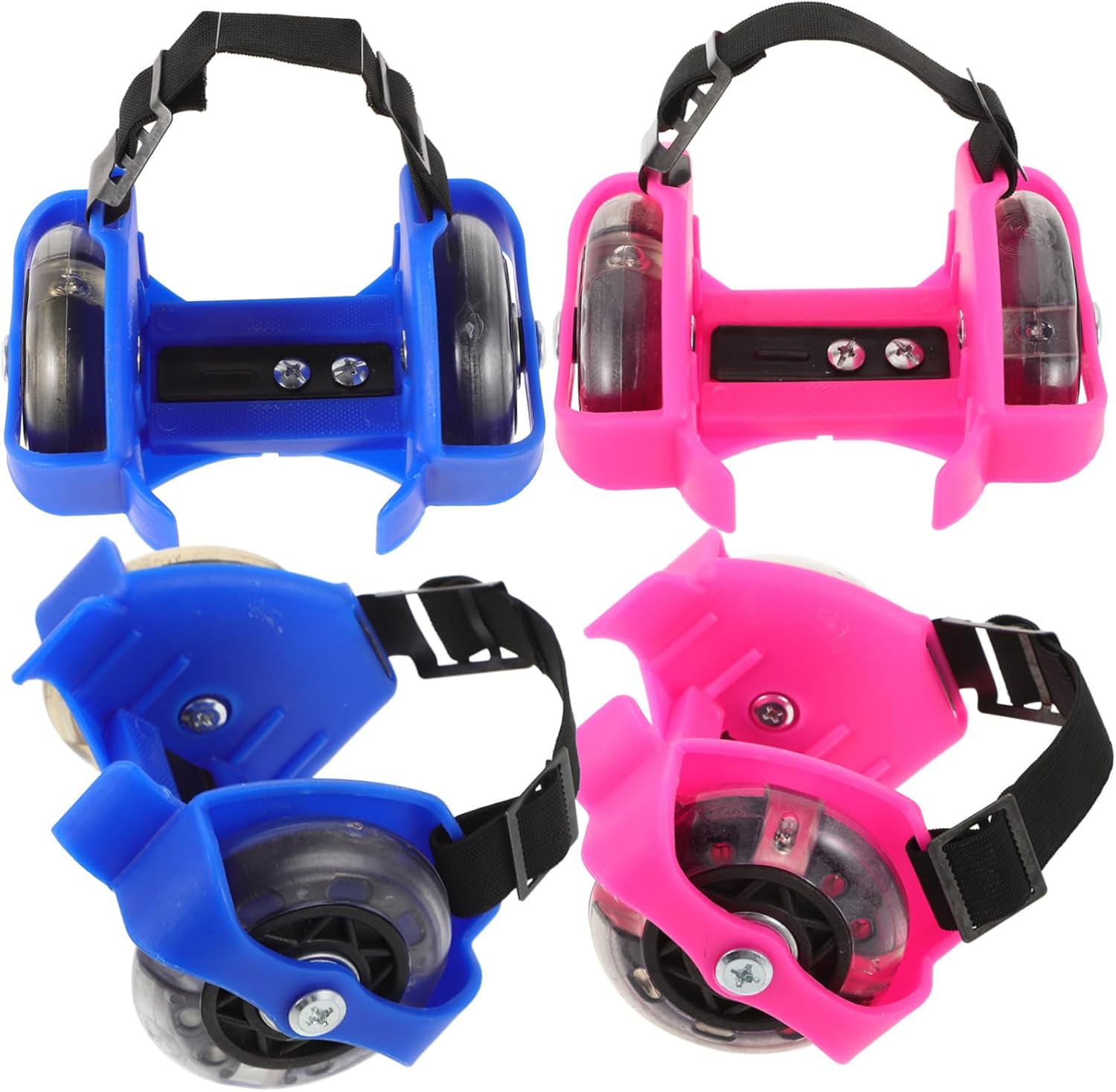 Kisangel 2pairs PVC Boys and Girls Roller Skates Adjustable Light-up Wheels Skater Shoes