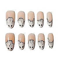 Vista 15 de Sun&Beam Nails Uñas a presión hechas a mano, medianas y largas, almendra, ovalada, azul, blanco, concha, punta falsa, diseño 3D, encantos lindos