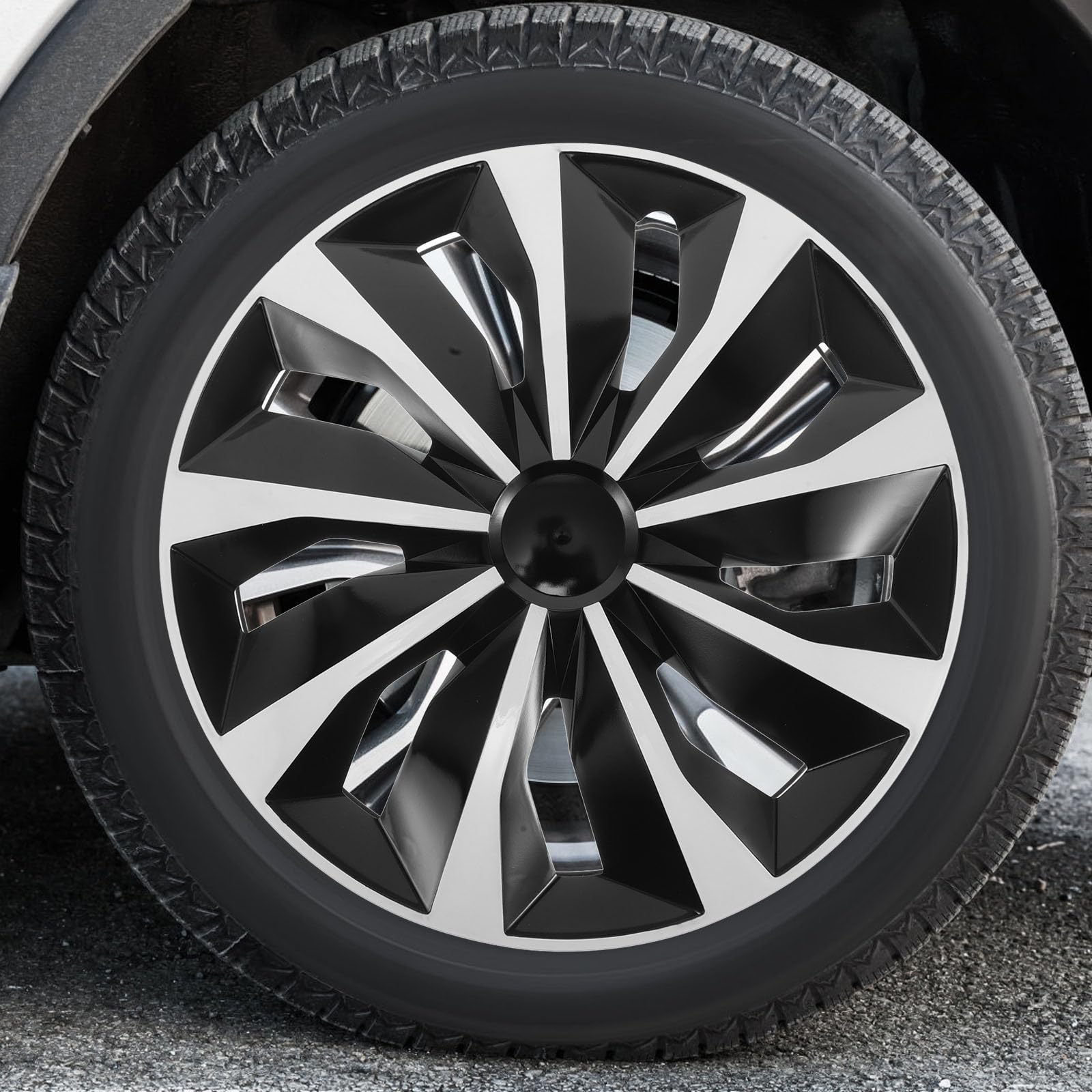 Coprimozzo Auto 15 Pollici Bianco in Plastica Resistente, Copriruota per Protezione da Sporco e Graffi, Sostituzione Coprimozzi Ruote per Veicoli, Installazione Rapida